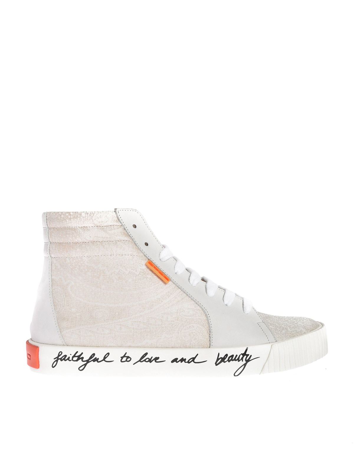 ETRO PAISLEY HIGH-TOP SNEAKERS IN CREAM COLOR