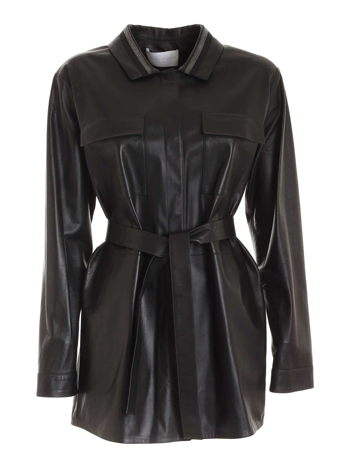 Leather jacket Fabiana Filippi - Leather jacket in black ...