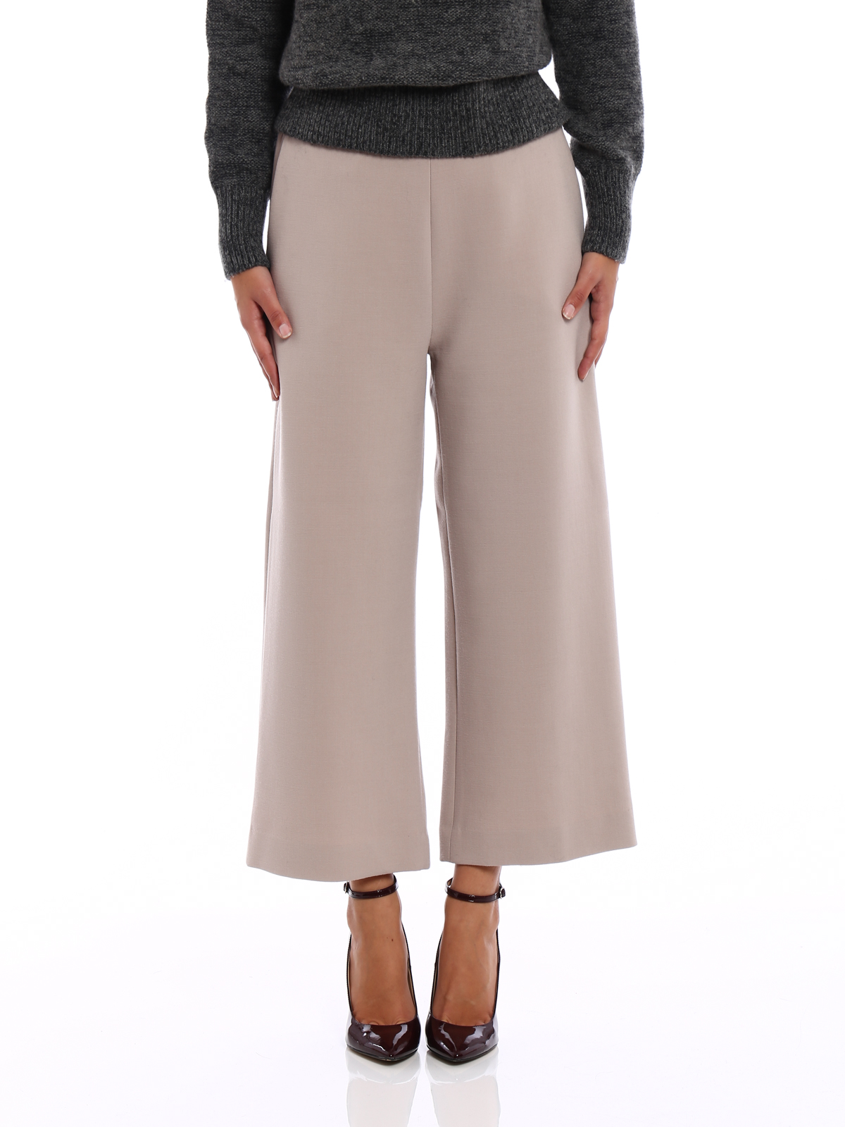 Merino wool crepe baggy pants 