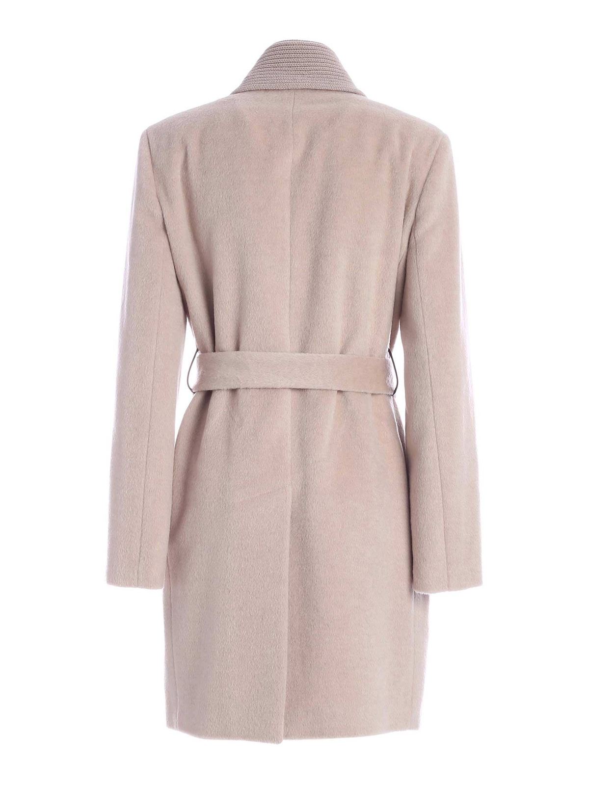 beige knee length coat