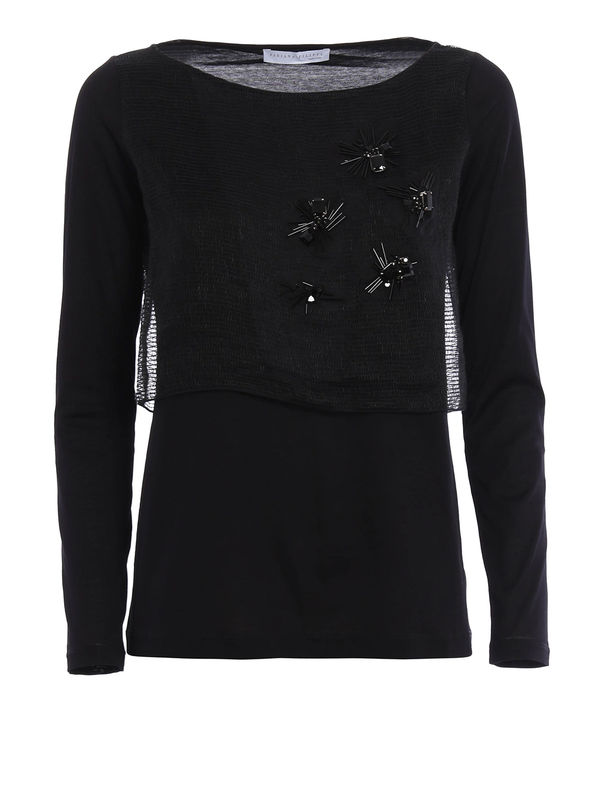 Fabiana Filippi - Long sleeve embellished T-shirt - t-shirts ...