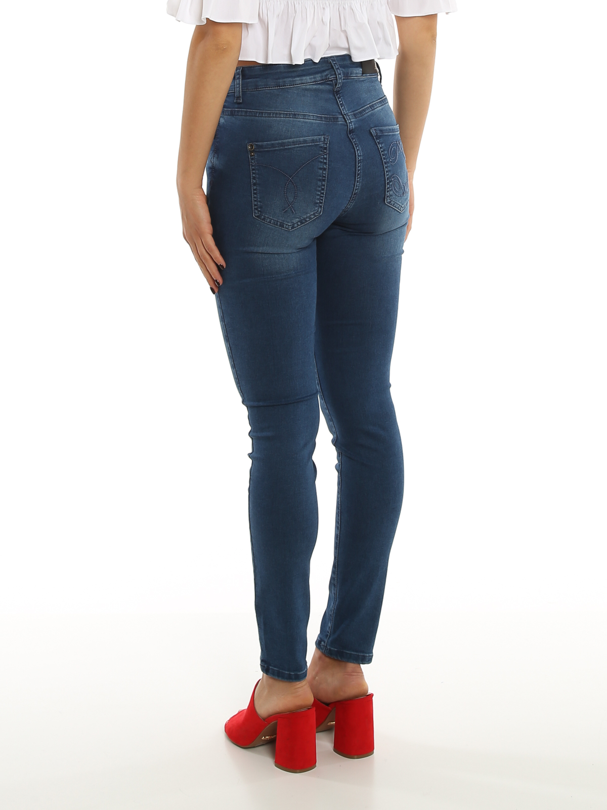 Woordenlijst Stoffig Pluche pop Skinny jeans Patrizia Pepe - Faded denim jeggings - CJ0509A1HIBC872