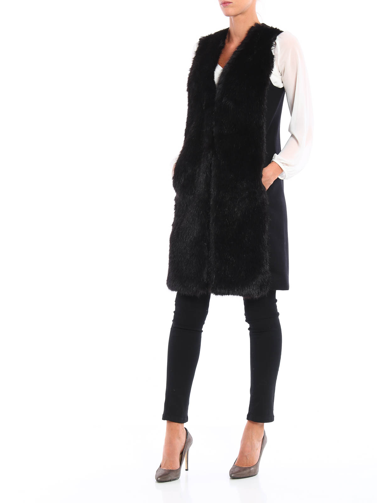 Short coats Michael Kors - Faux mink fur front detailed vest - MF62HK251U001