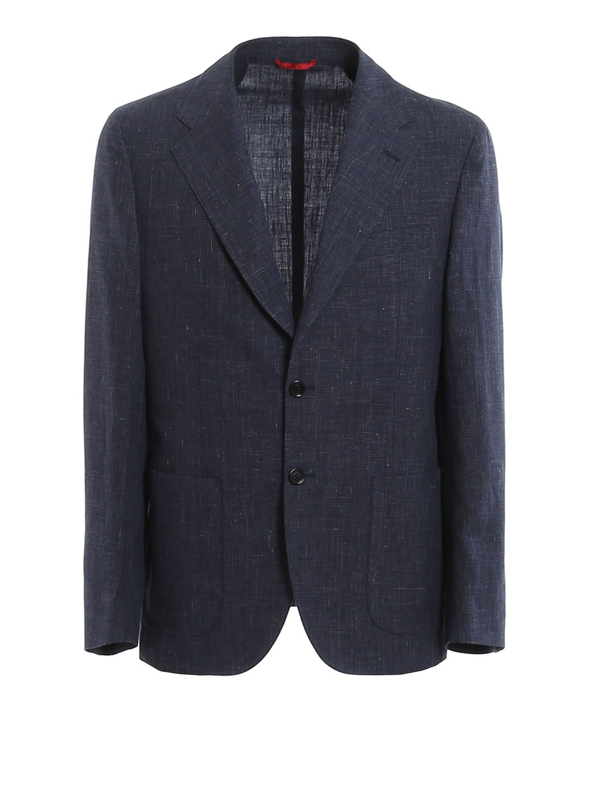 Fay Linen And Wool Blend Blazer In Blue