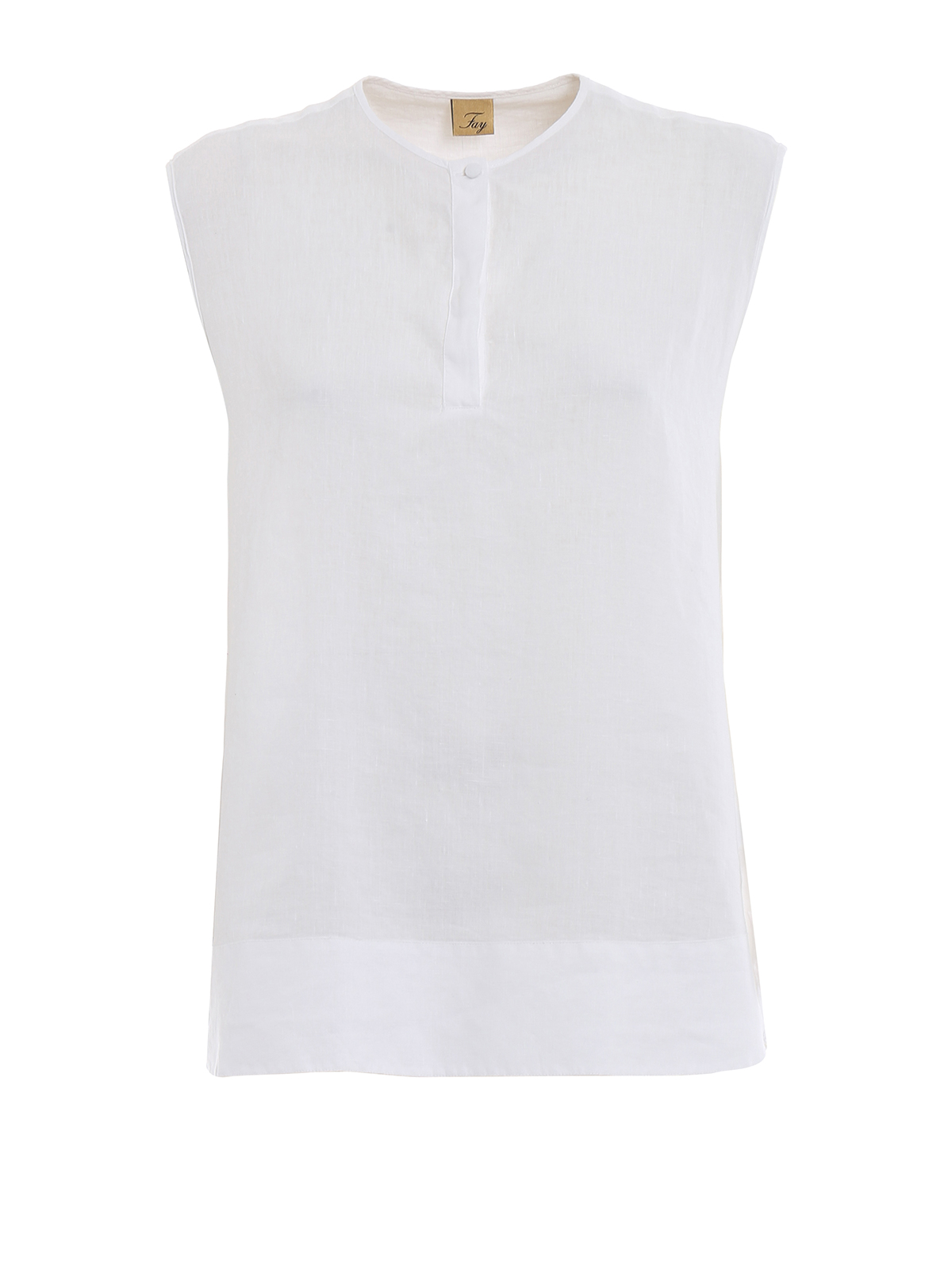 Blouses Fay - White linen sleeveless blouse - NCWA436A020PMCB003