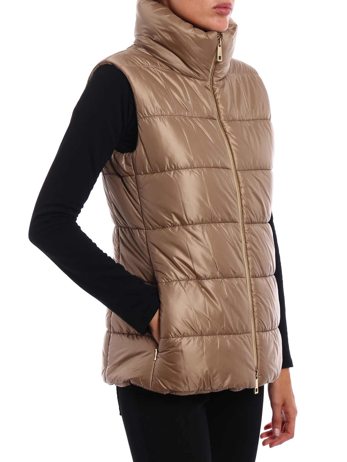 collarless puffer vest