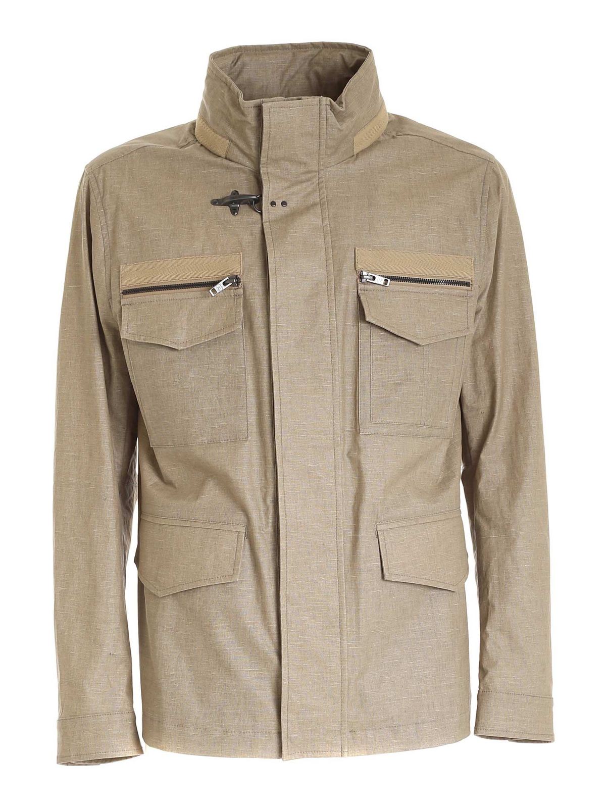 Fay - Unlined field jacket in beige - casual jackets - NAM19420270TFZC003