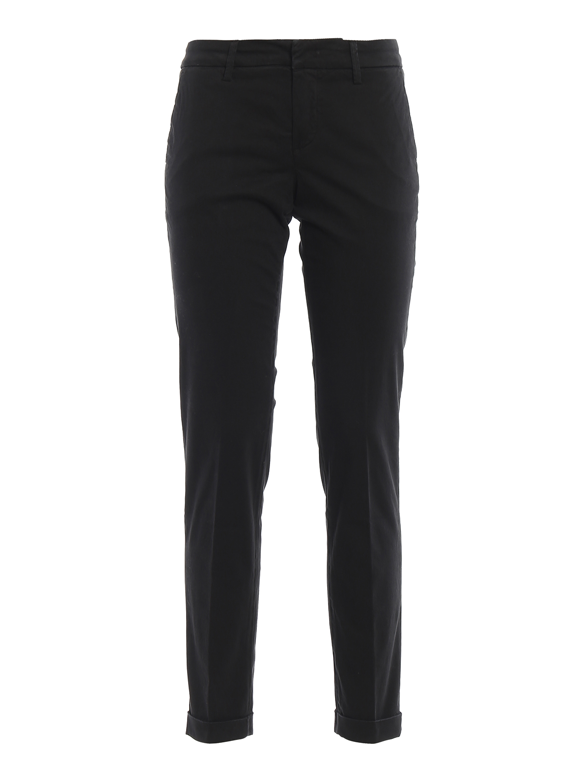 FAY PEACHED COTTON BLACK TROUSERS