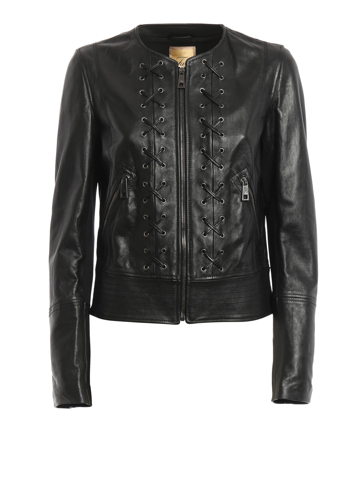 Leather jacket Fay - Jersey panelled 