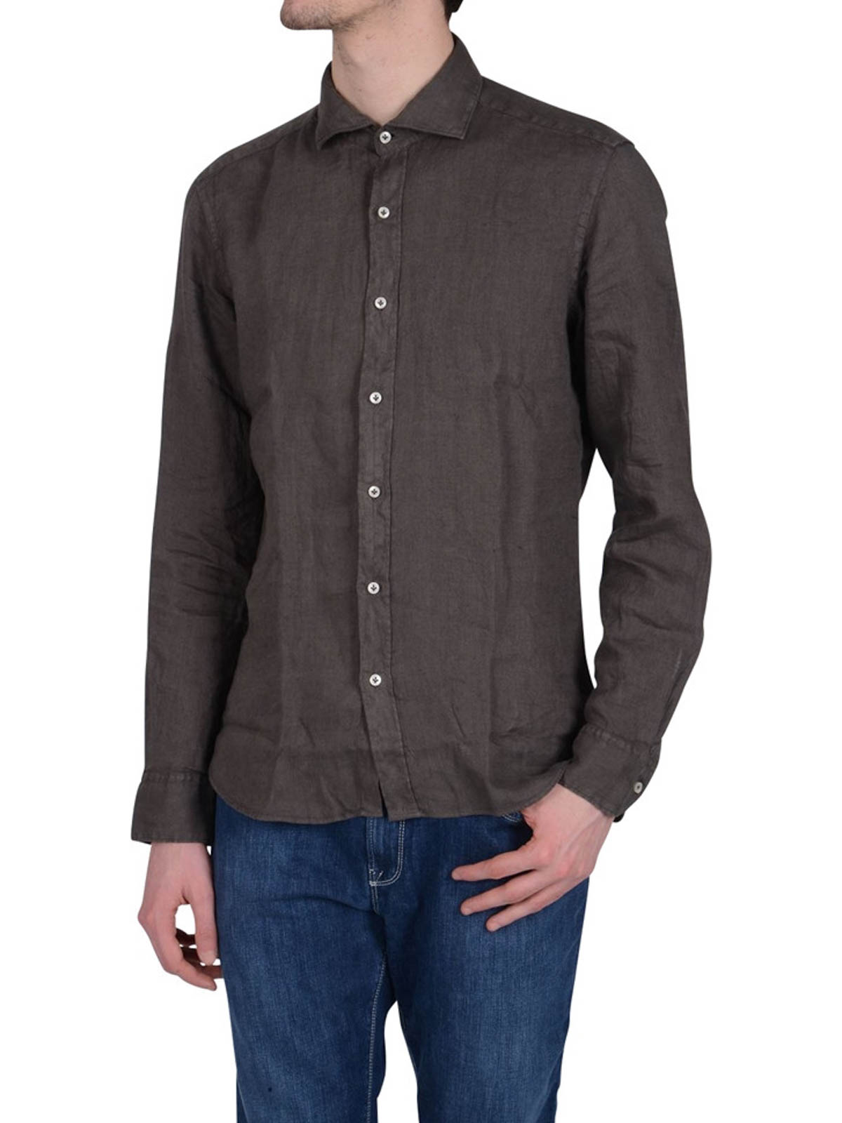 camisa marron hombre