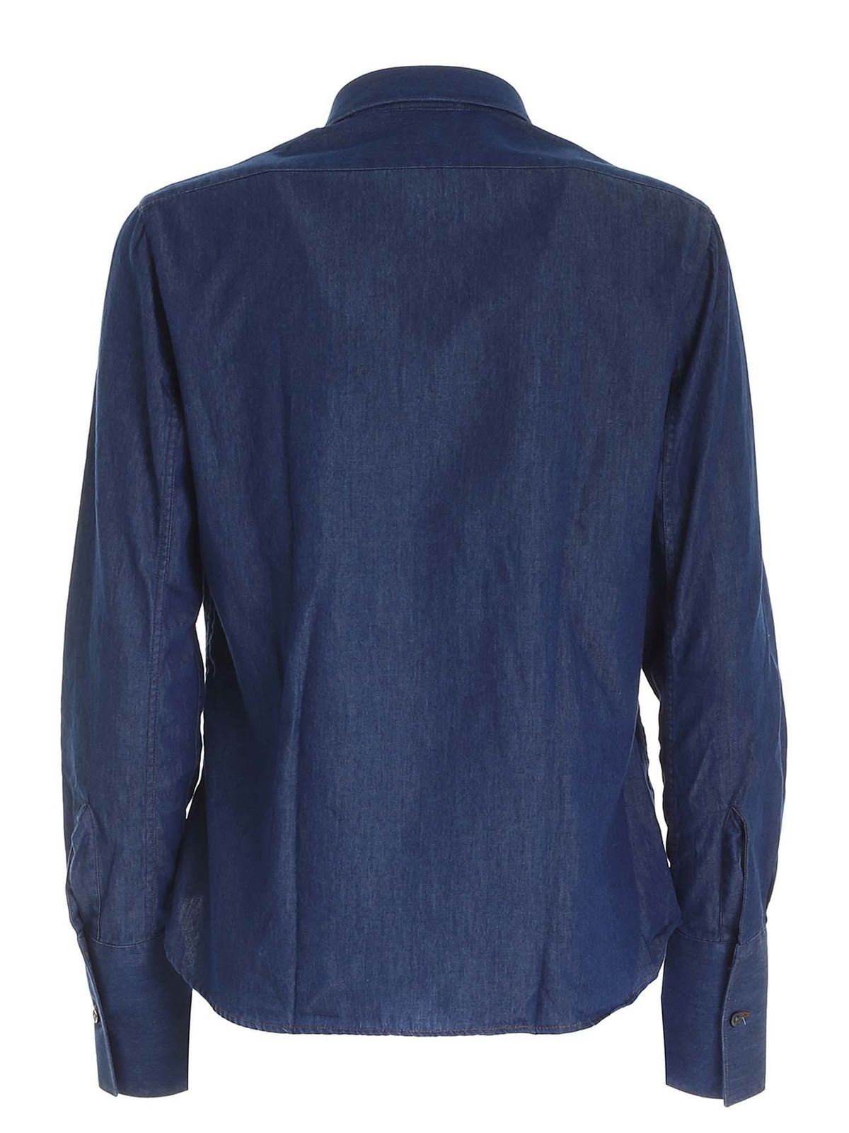 Shirts Fay - Logo denim effect shirt in blue - NCWA141558LMJPU207