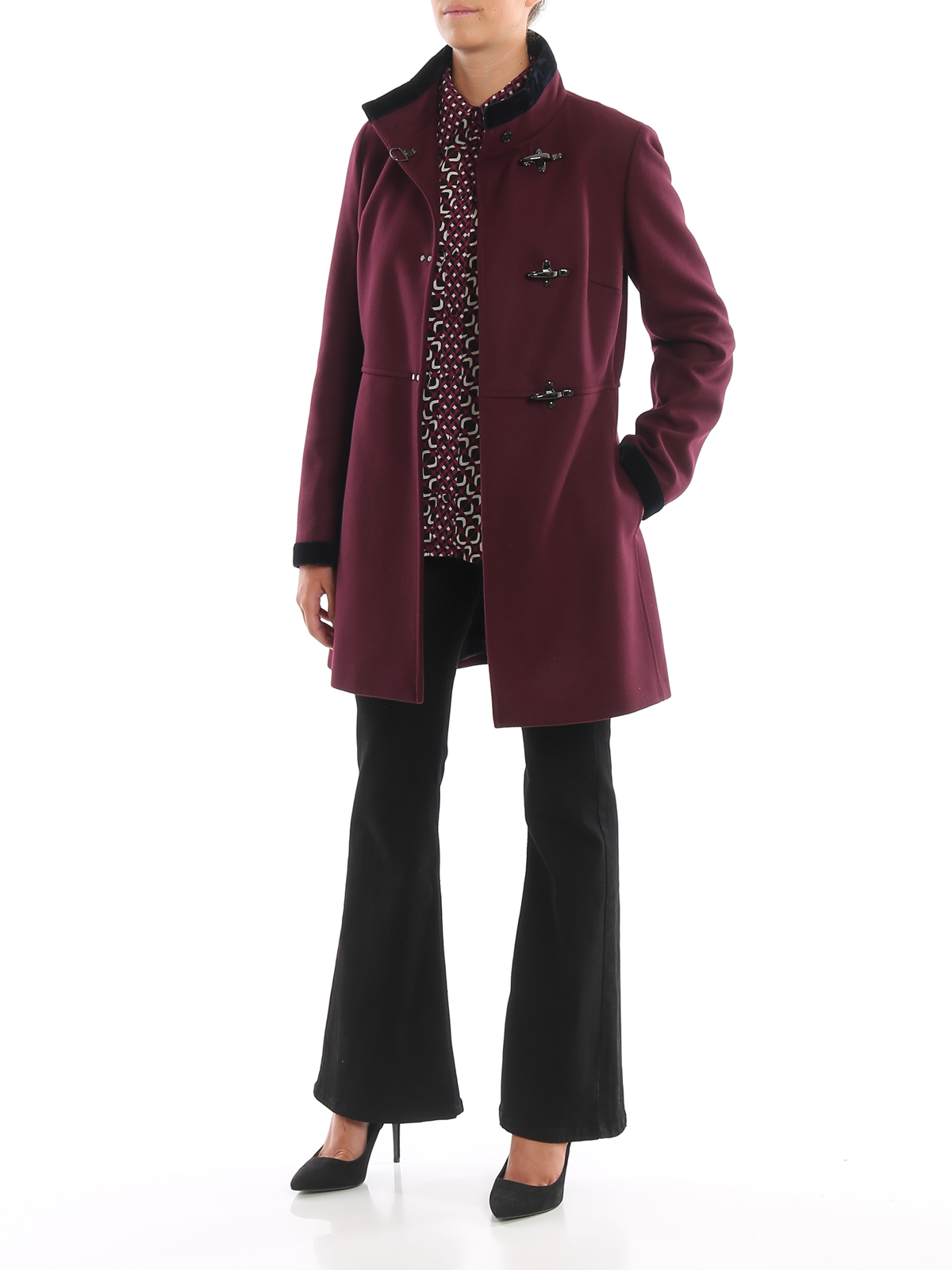 Short coats Fay - Virginia three-hook burgundy coat - NAW50394000RCPR810