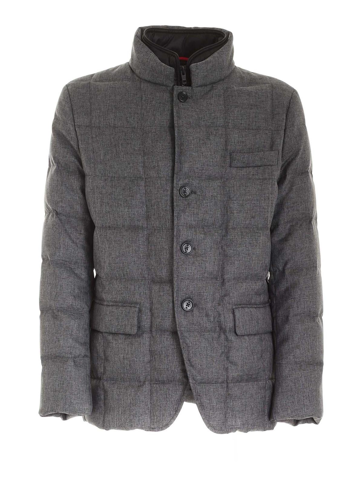 Fay QUILTED DOWN JACKET IN MELANGE GREY