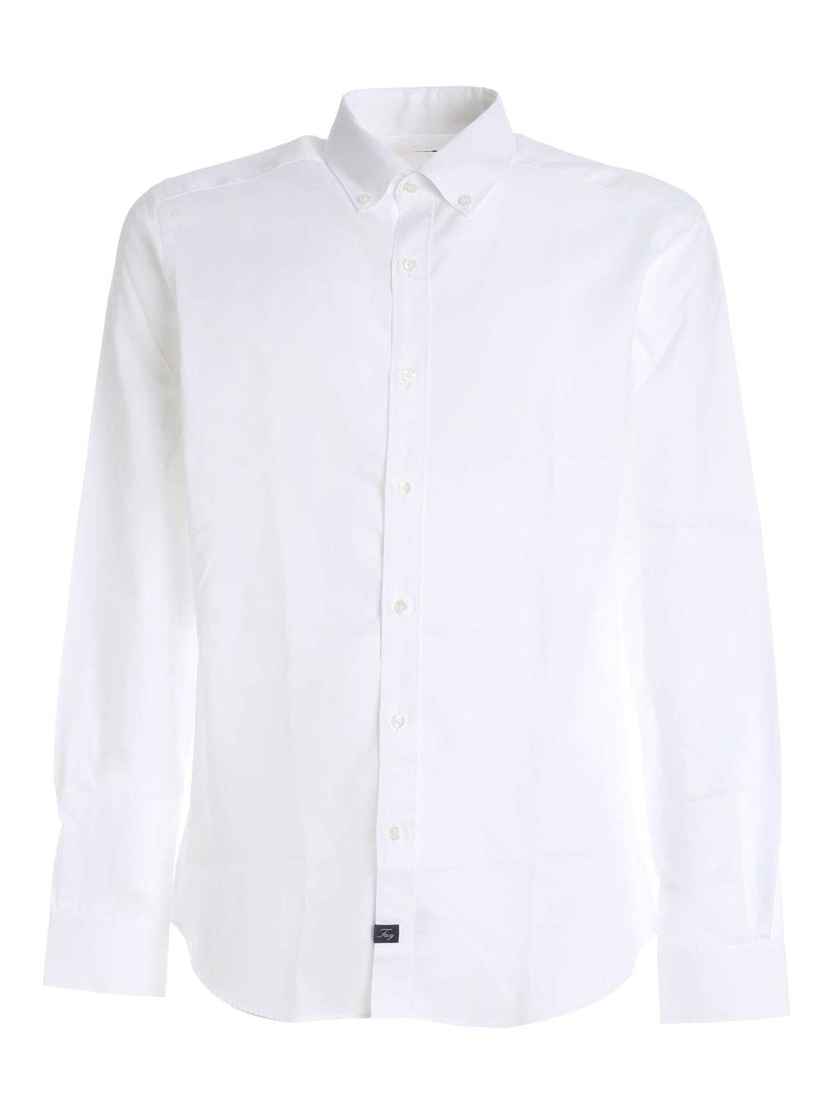 Shirts Fay - Logo label shirt in white - NCMA1412580JZDB001 | iKRIX.com