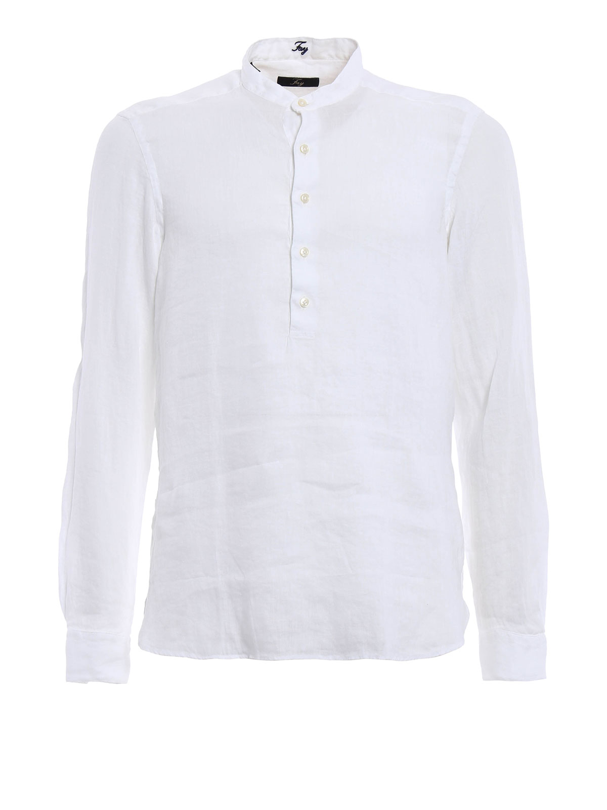 Shirts Fay - Mandarin collar linen shirt - NCMA132255THTKB001 | iKRIX.com