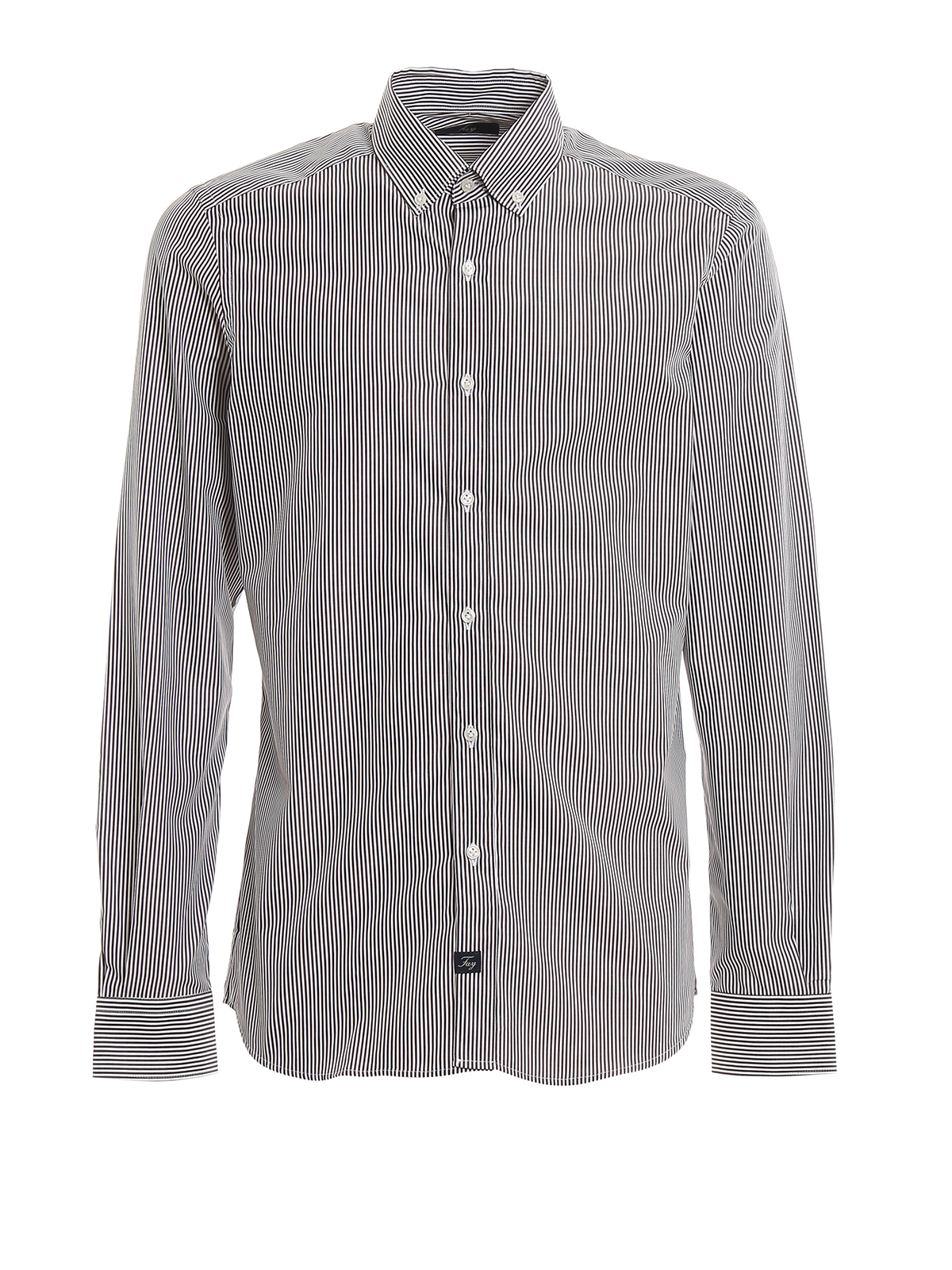 Fay Striped Cotton Button-down Shirt In Brown | ModeSens