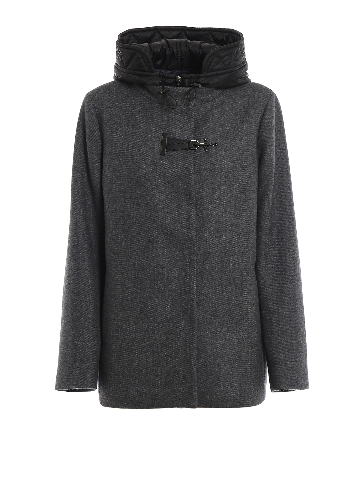 FAY DOUBLE FRONT HOODED WOOL COAT