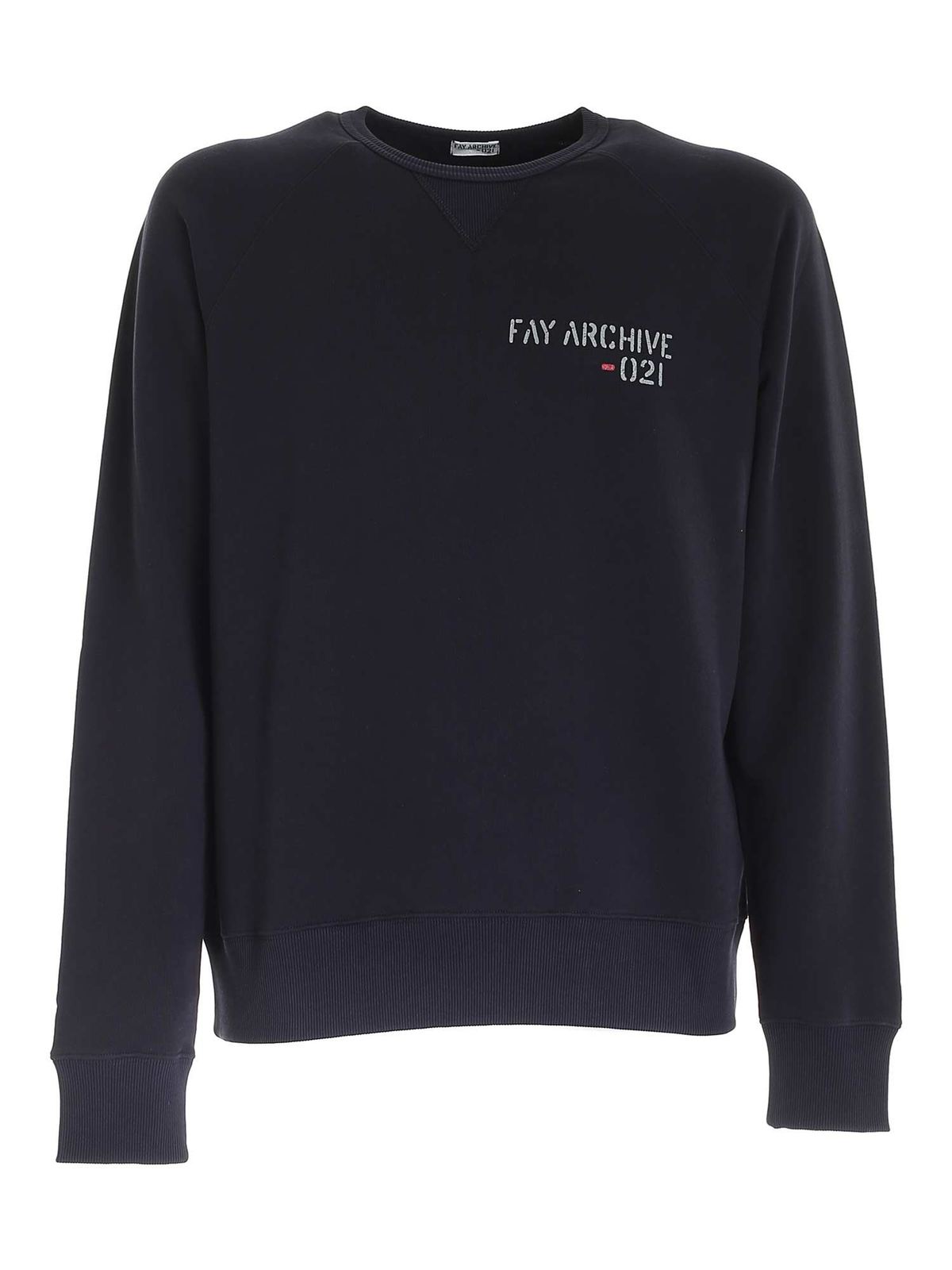 Fay Cottons FAY ARCHIVE SWEATSHIRT IN BLUE