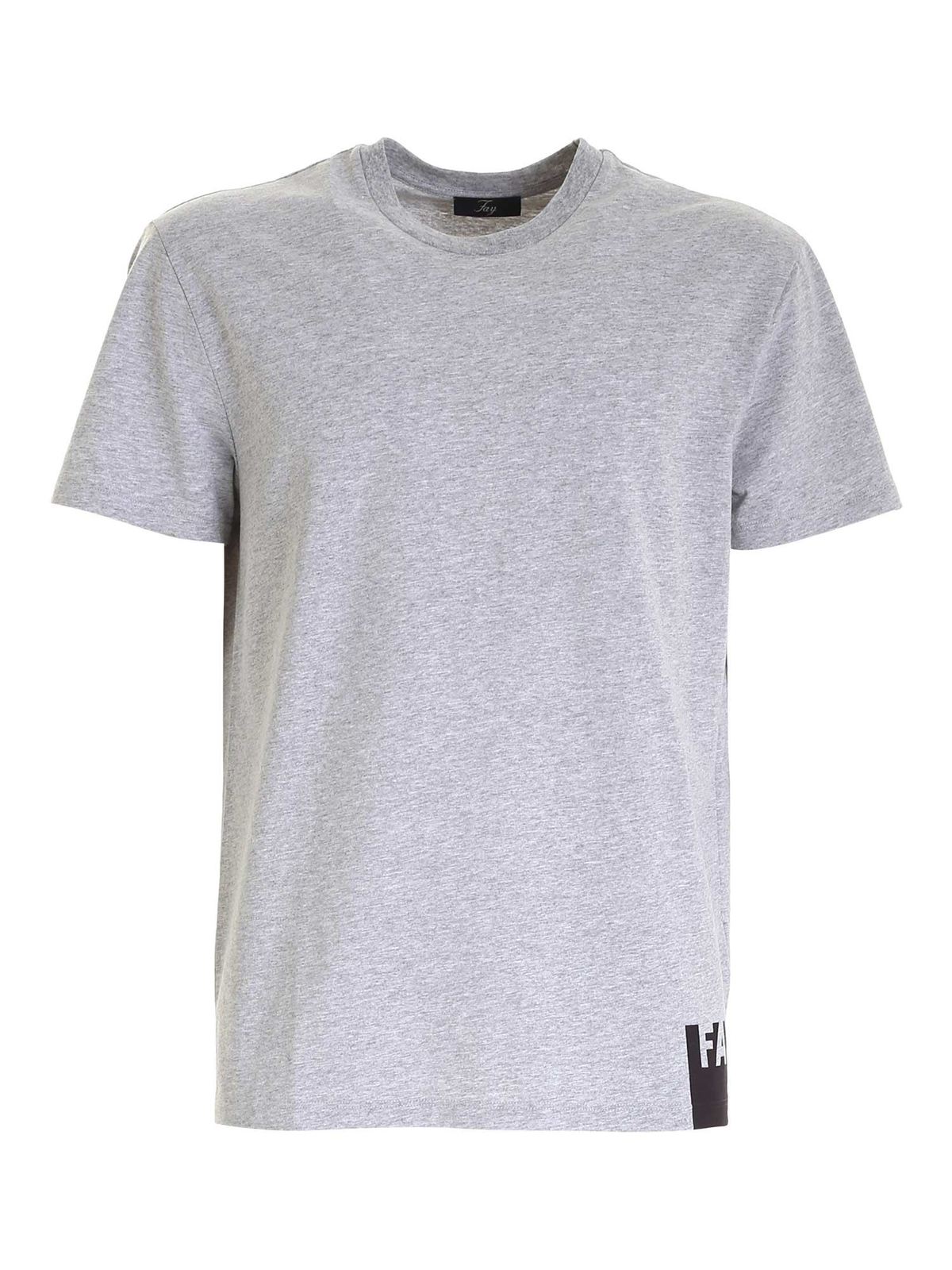 Fay - Logo print T-shirt in grey - t-shirts - NPMB3421310SHOB208