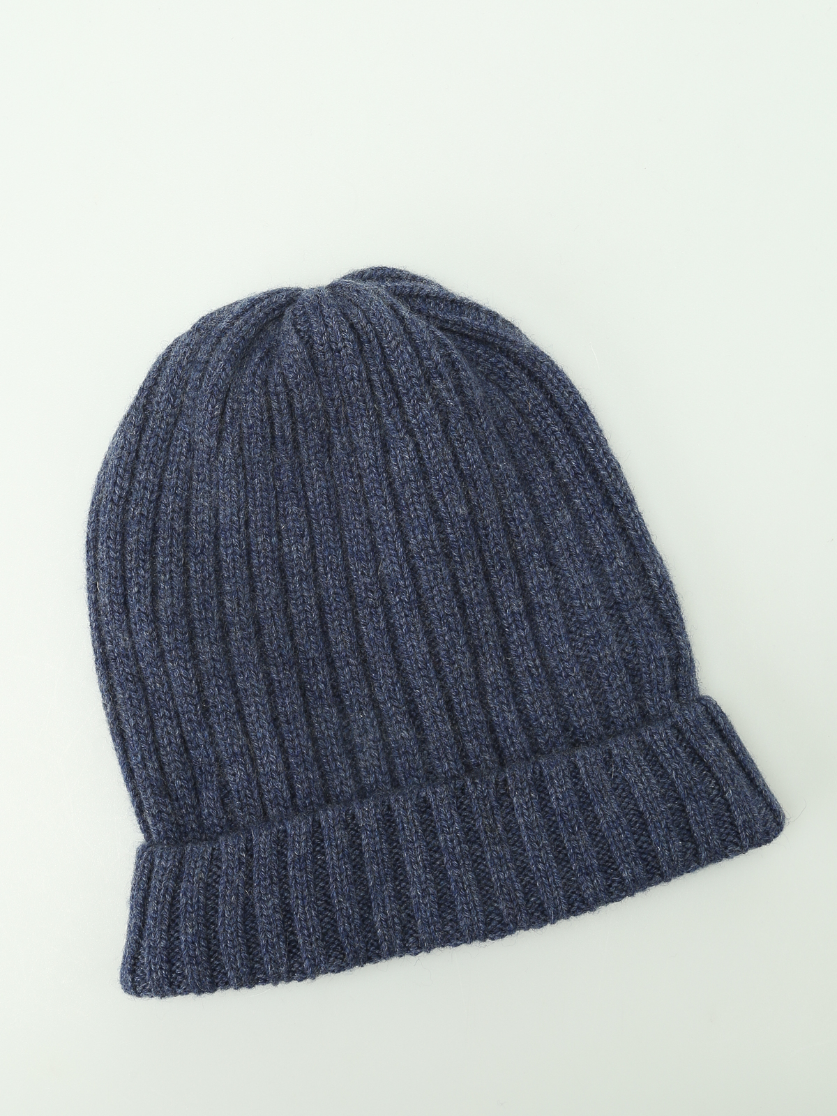 Beanies Fedeli - Light blue ribbed cashmere beanie - F54CWEJEANS