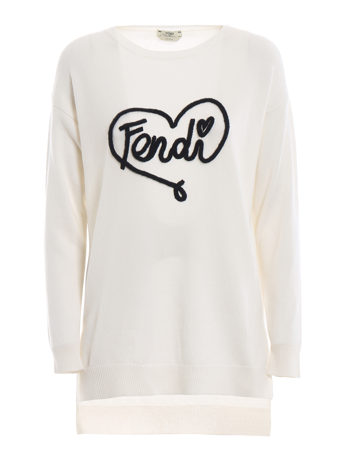 Heart Fendi embroidery cashmere sweater 