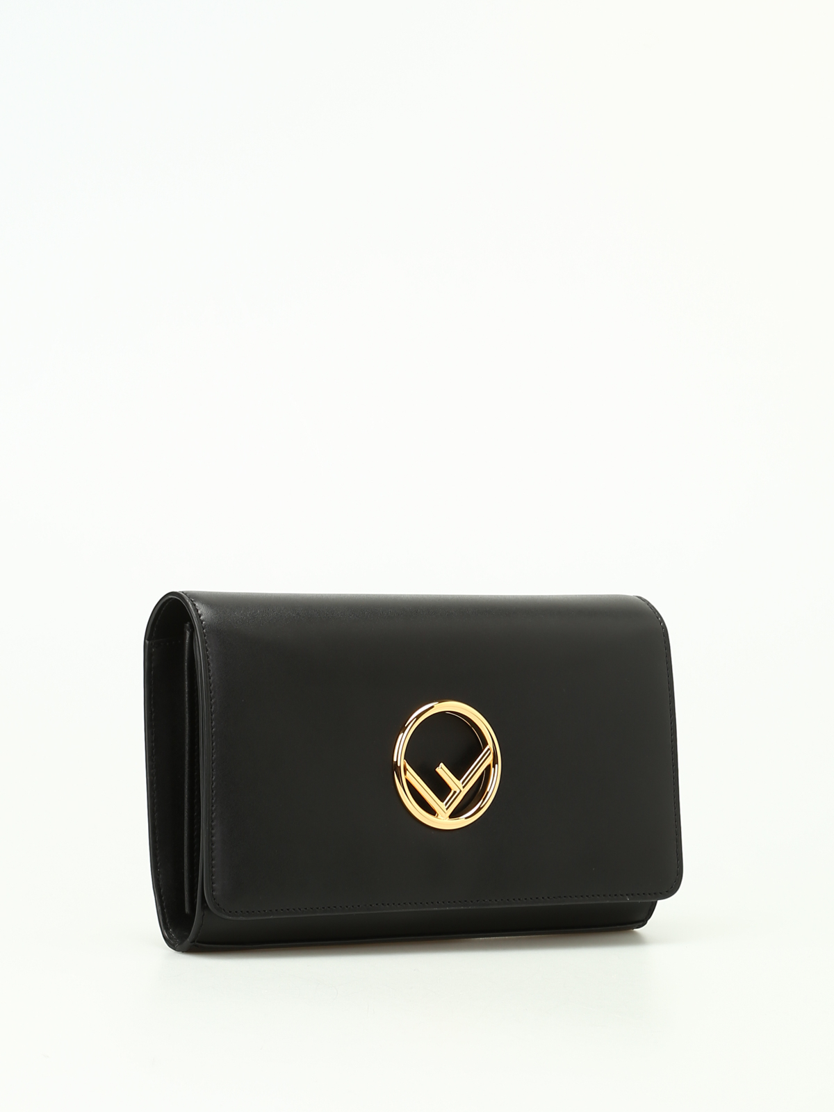Fendi - Golden F black leather clutch 