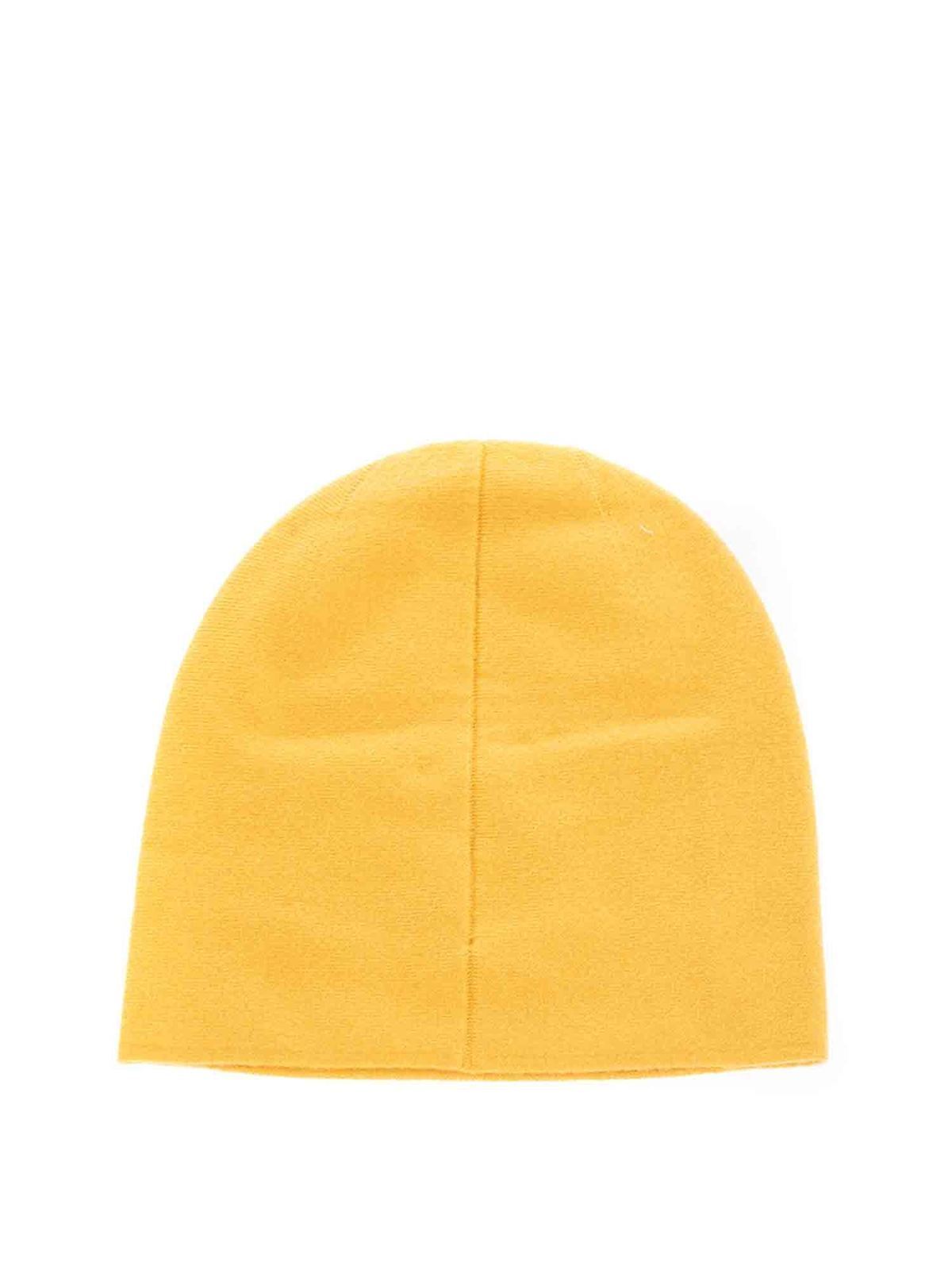 beanie hat with yellow logo