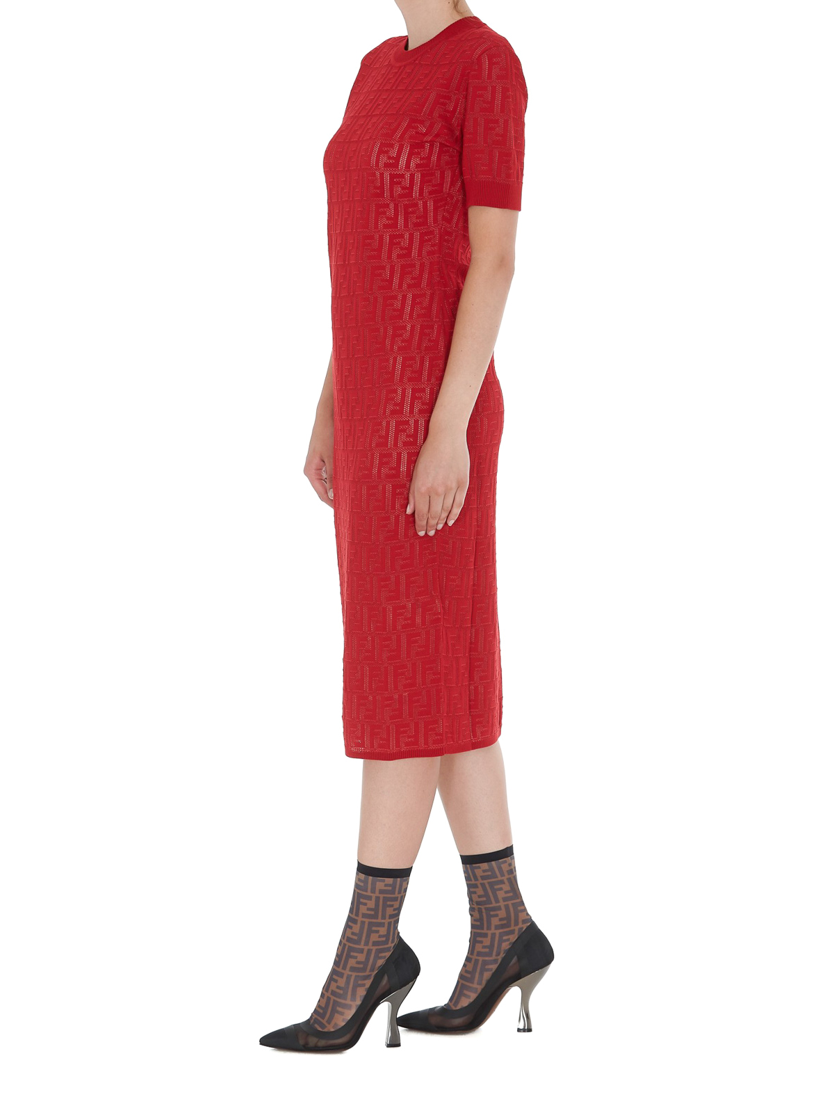 red cotton dress with sleeves