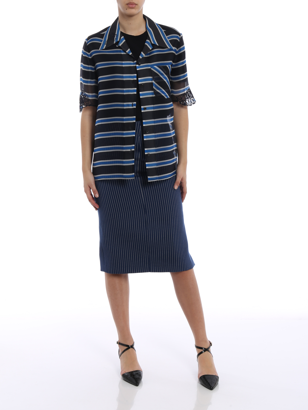Shirts Fendi - Striped sheer silk gauze 