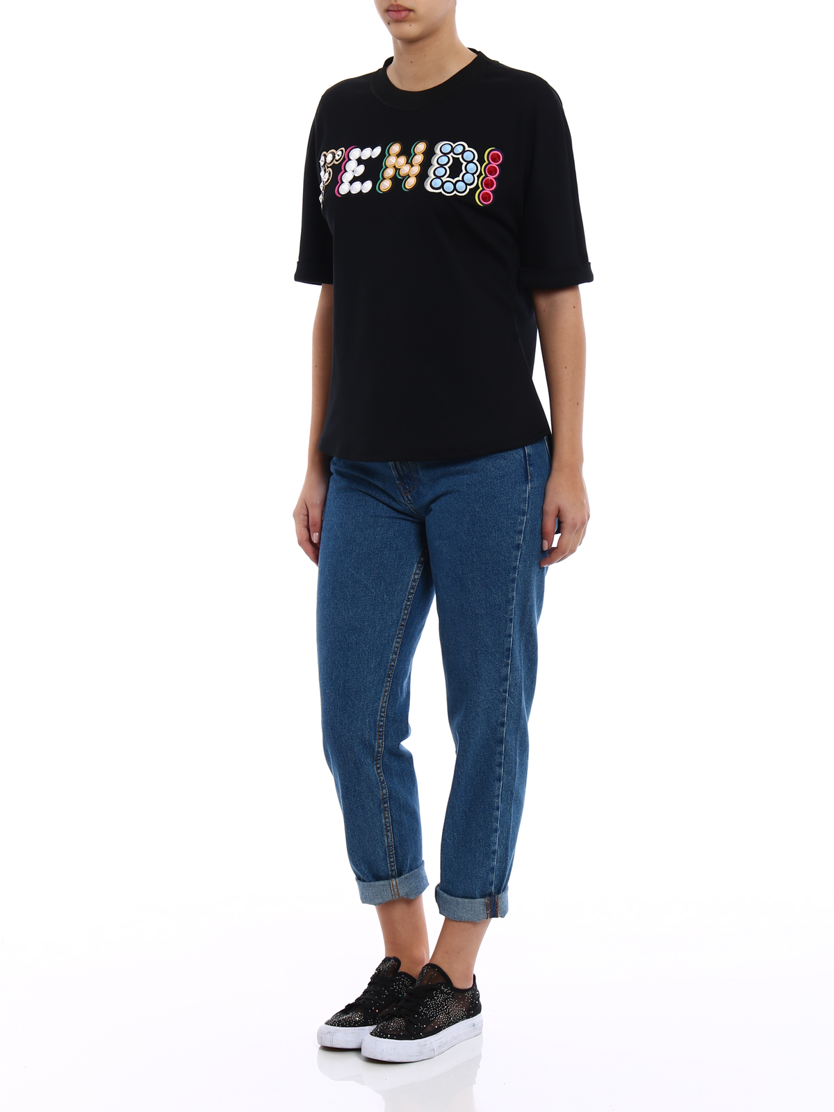 T-shirts Fendi - Studded logo applique T-shirt - FS6908A1VMF0GME