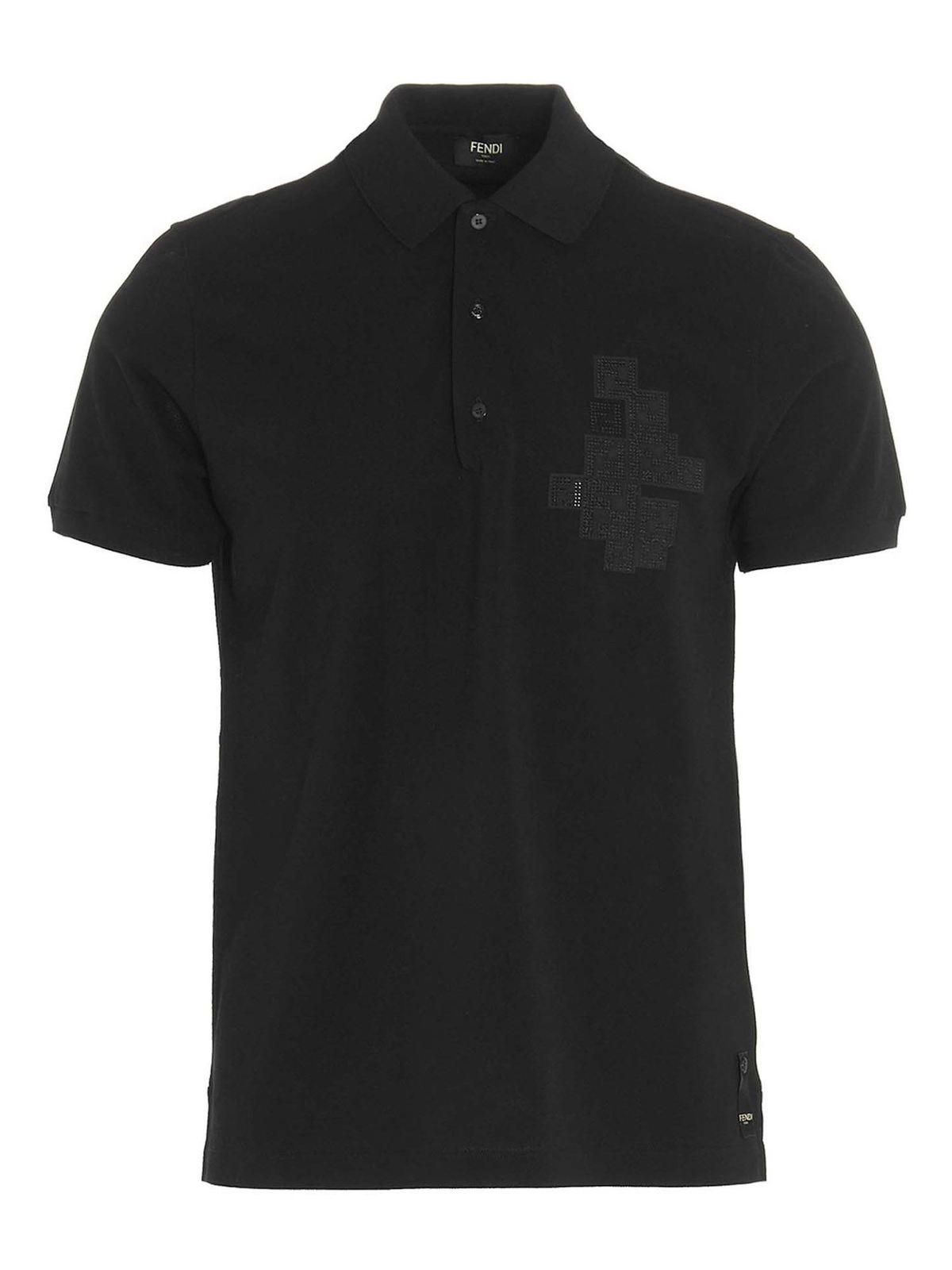 Polo shirts Fendi - Strass logo polo in black - FY0985A2F6F0QA1