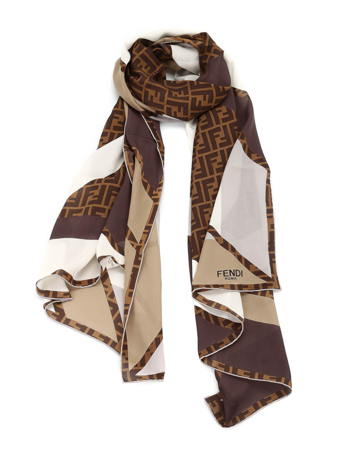 Fendi - Silk Zucca logo scarf - روسری 