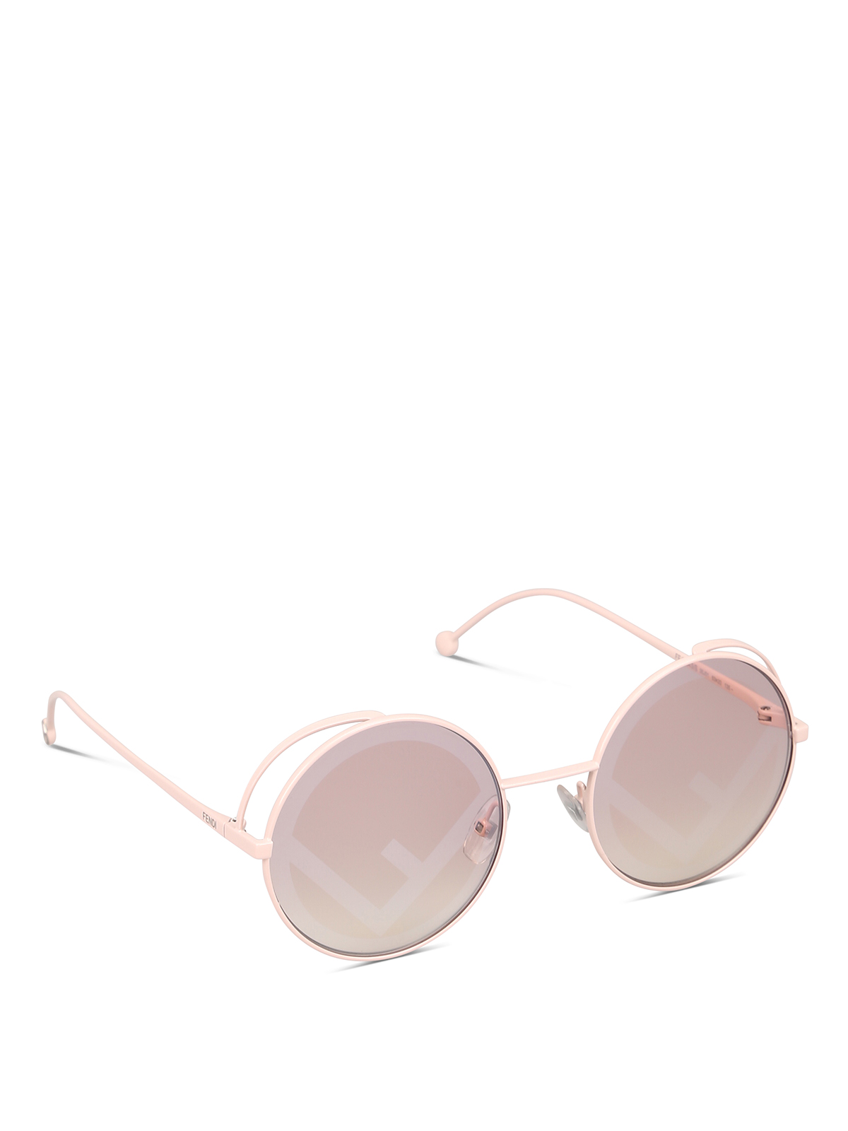 F patterned lens pink round sunglasses 