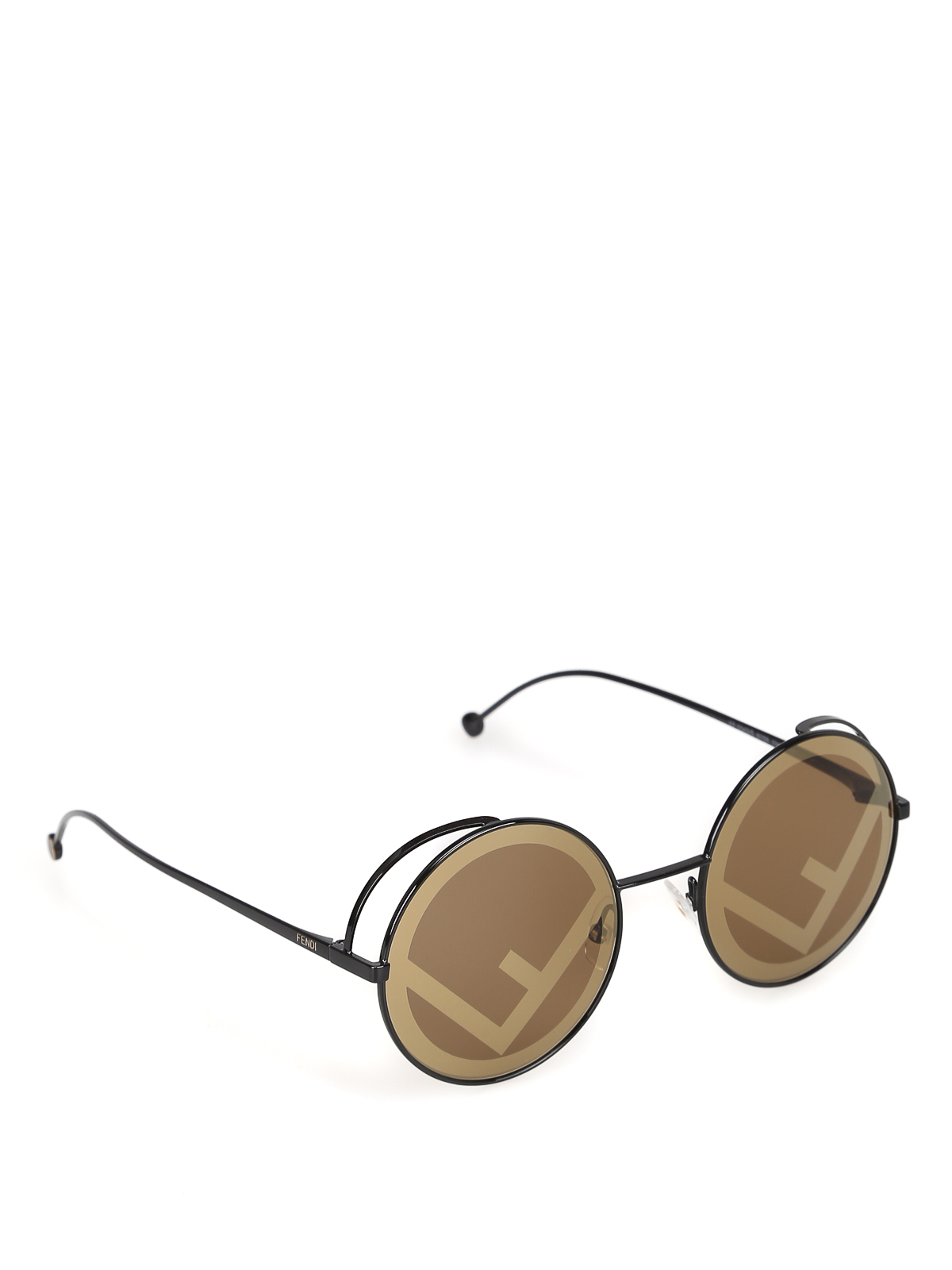 F patterned lens round sunglasses 