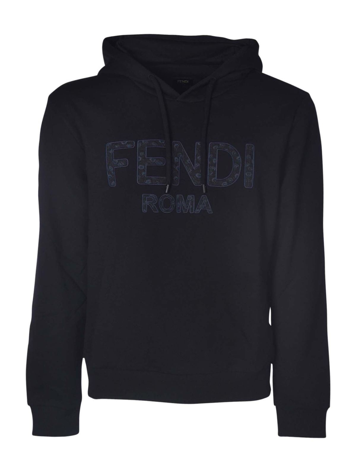 Fendi - Black hoodie with front logo 