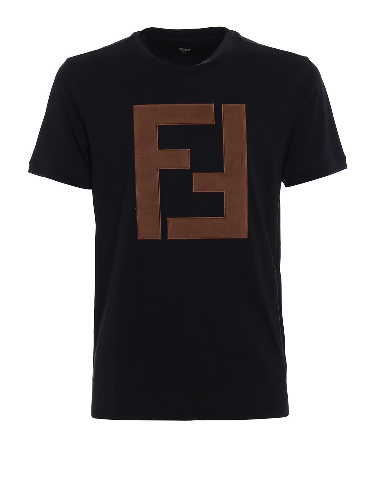 Fendi - Alcantara® maxi logo patch Tee - t-shirts - FY0894A2BNF0QA1