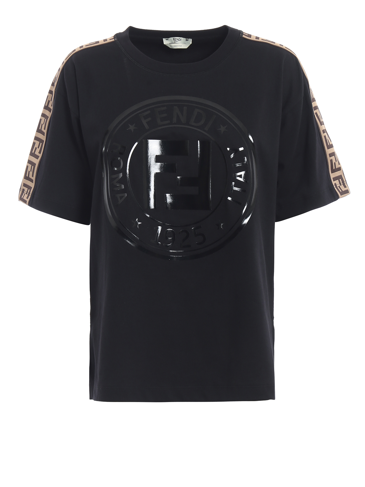 T-shirts Fendi - Rubberized logo black over T-shirt - FAF073A8WI3IY