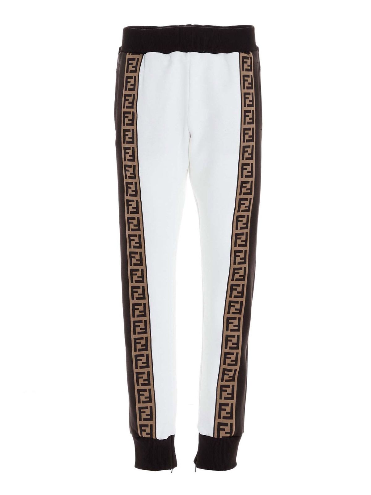 Fendi - FF bands track pants in white 
