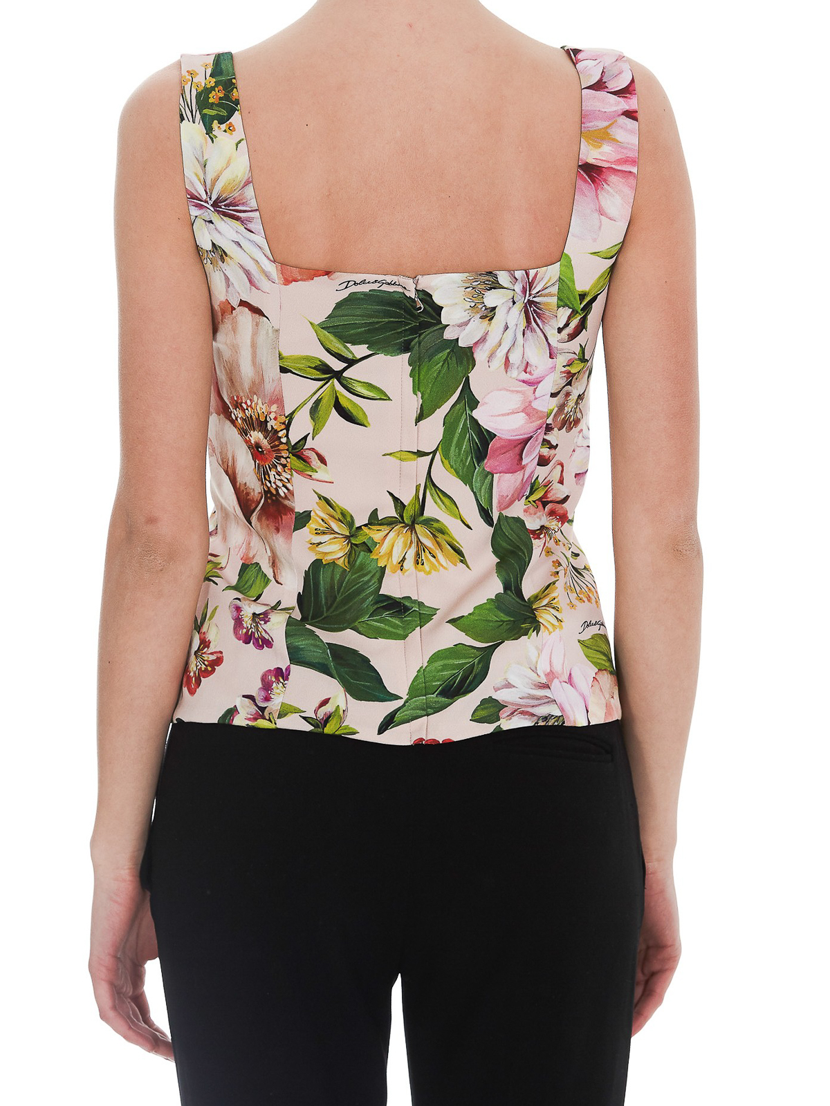 Dolce & Gabbana Floral Print Charmeuse in Black Womens Tops Dolce & Gabbana Tops Save 10% 