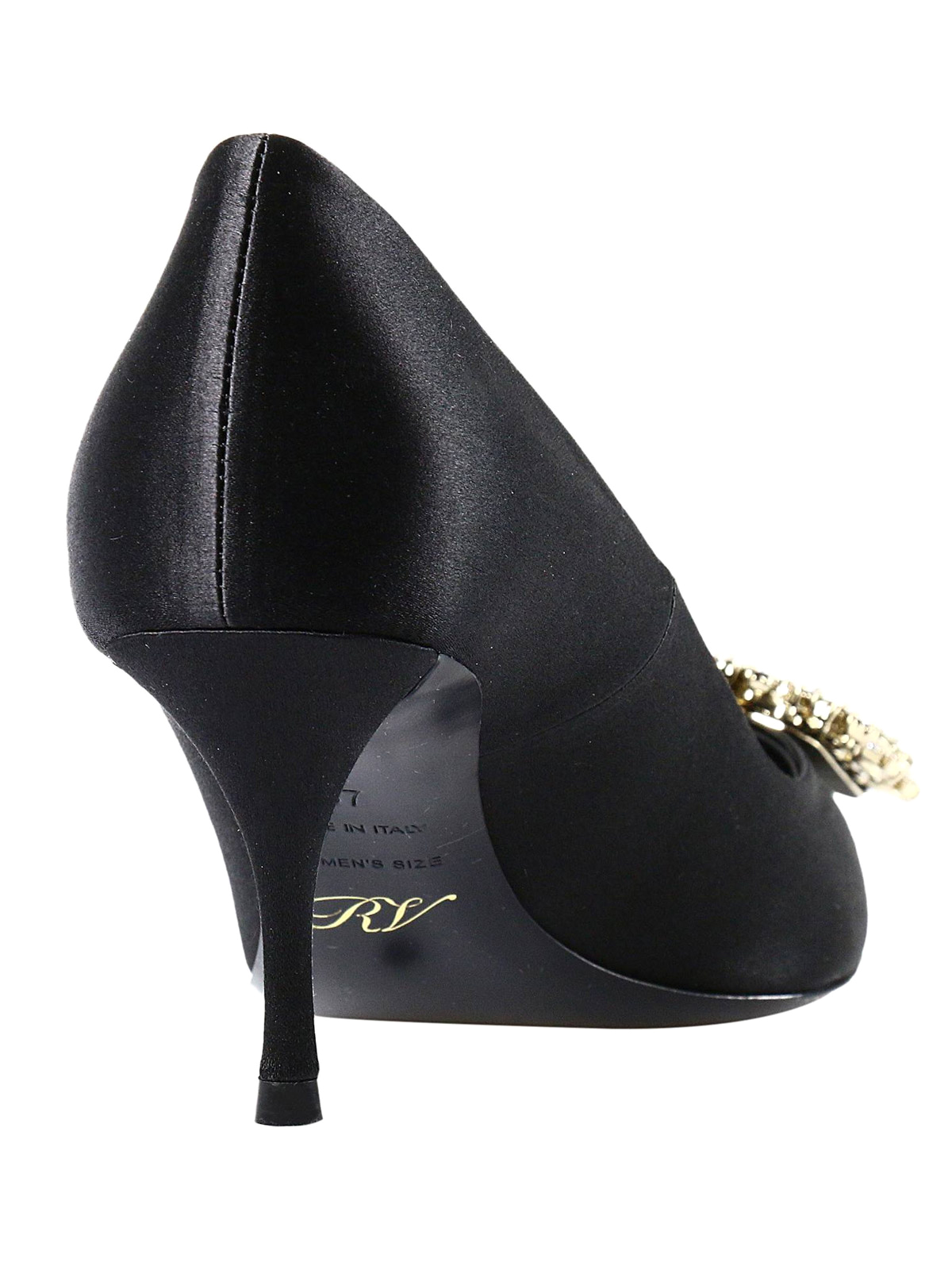 roger vivier flower strass buckle pumps in satin