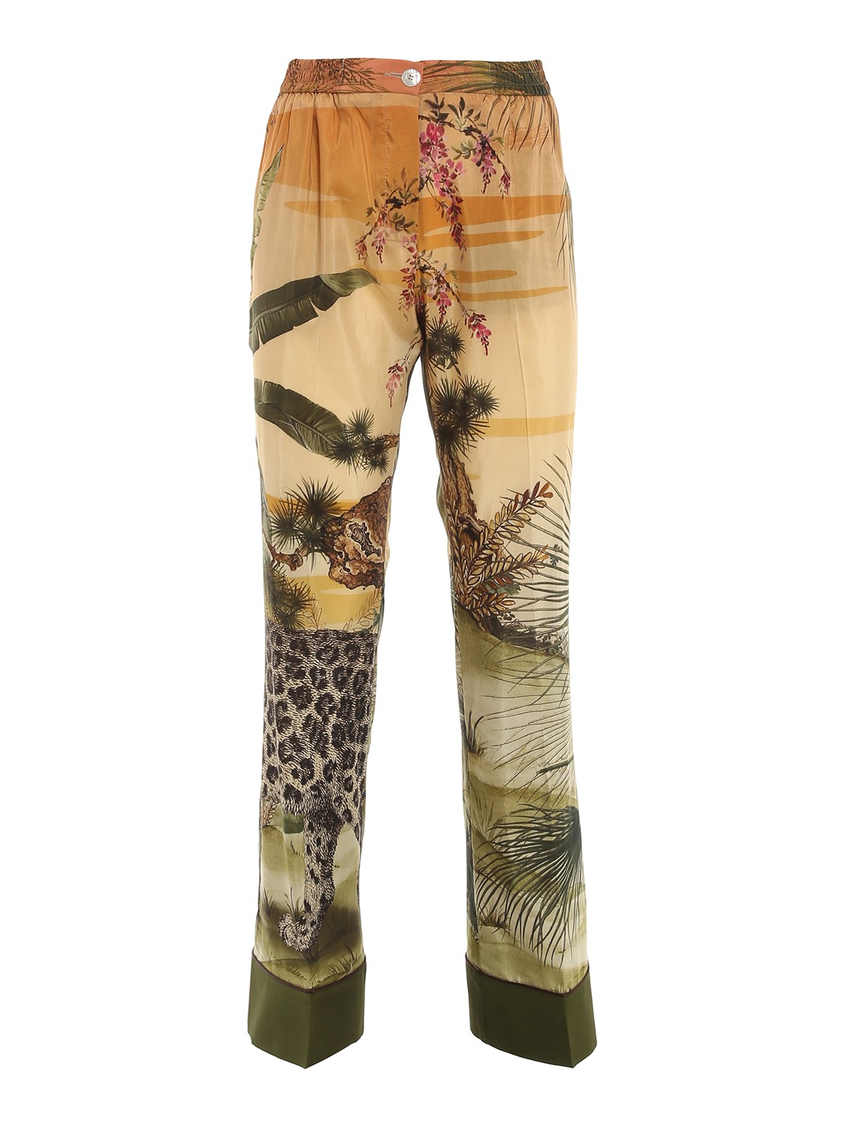 F.R.S FOR RESTLESS SLEEPERS JUNGLE PRINTED SILK-BLEND TROUSERS
