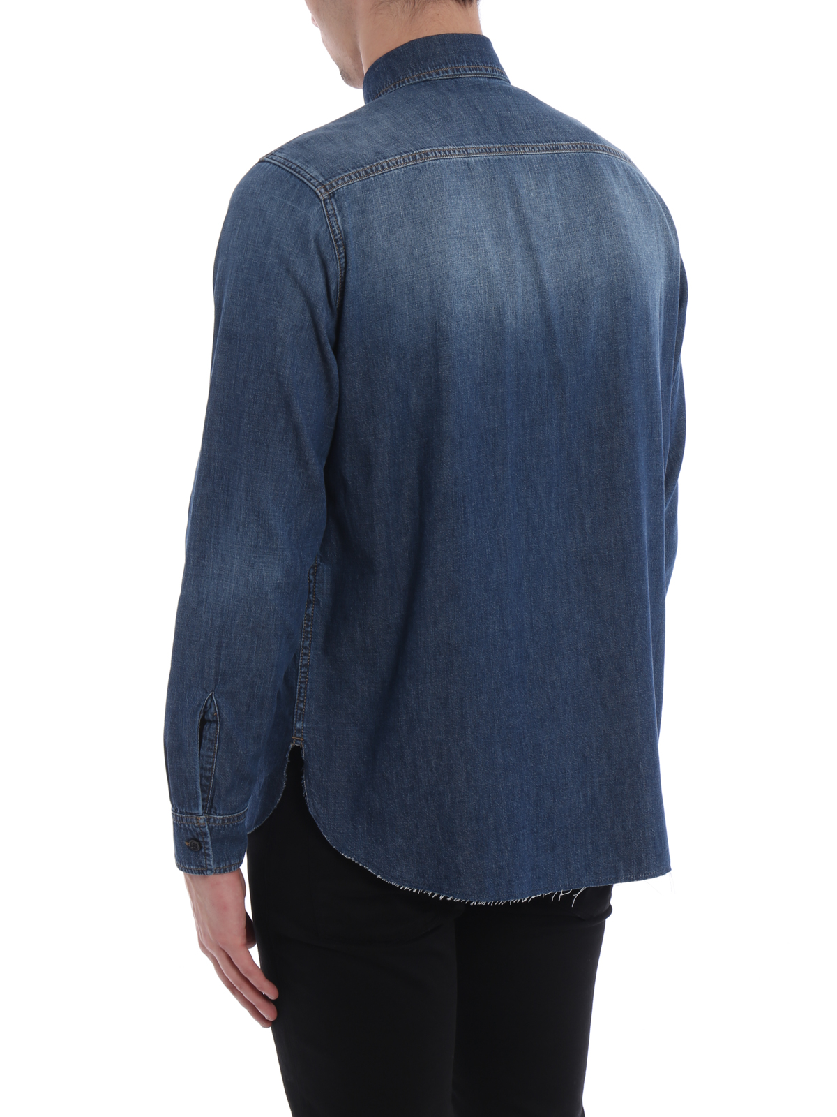 frayed hem denim shirt