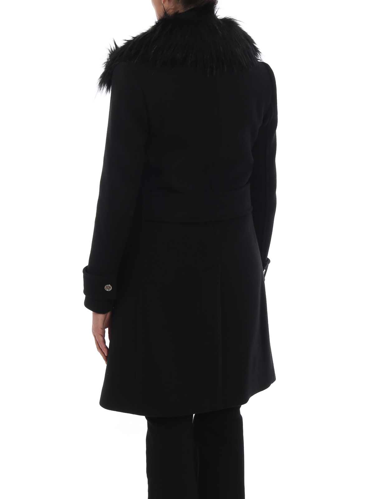 michael kors black coat with fur collar