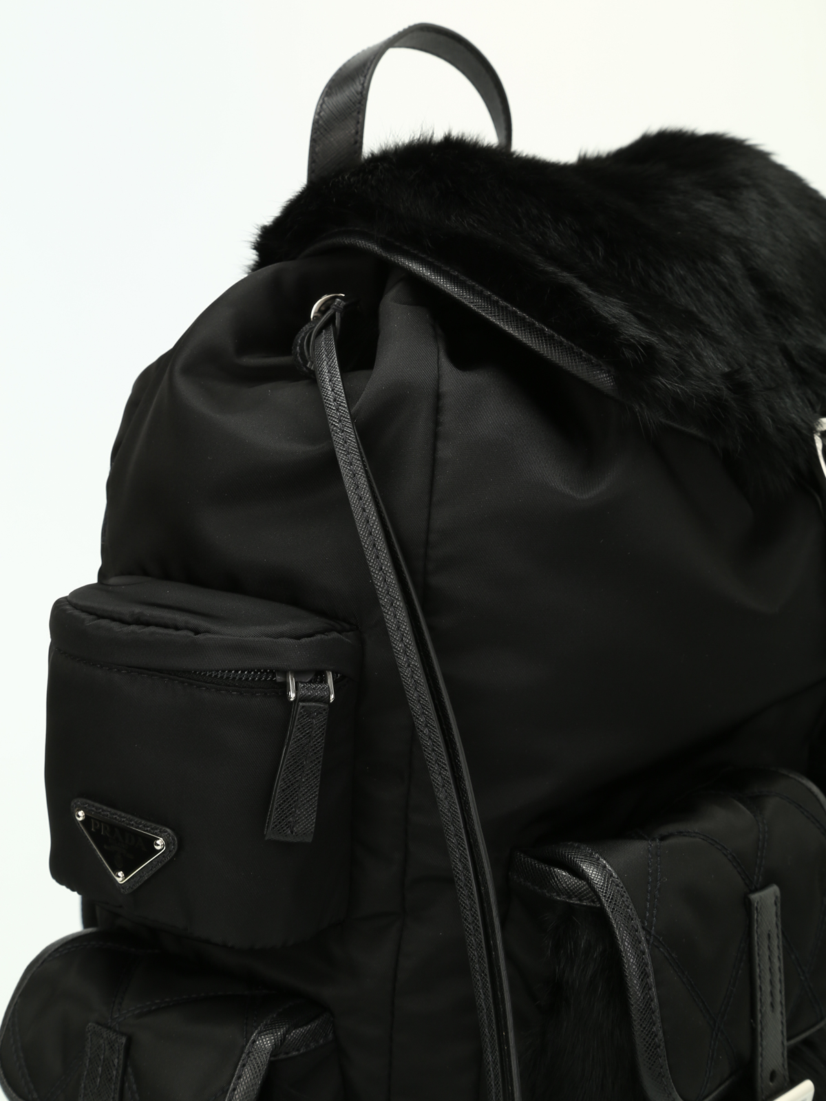 Backpacks Prada - Fur embellished backpack - 2VZ0162BL9F0002VOPI
