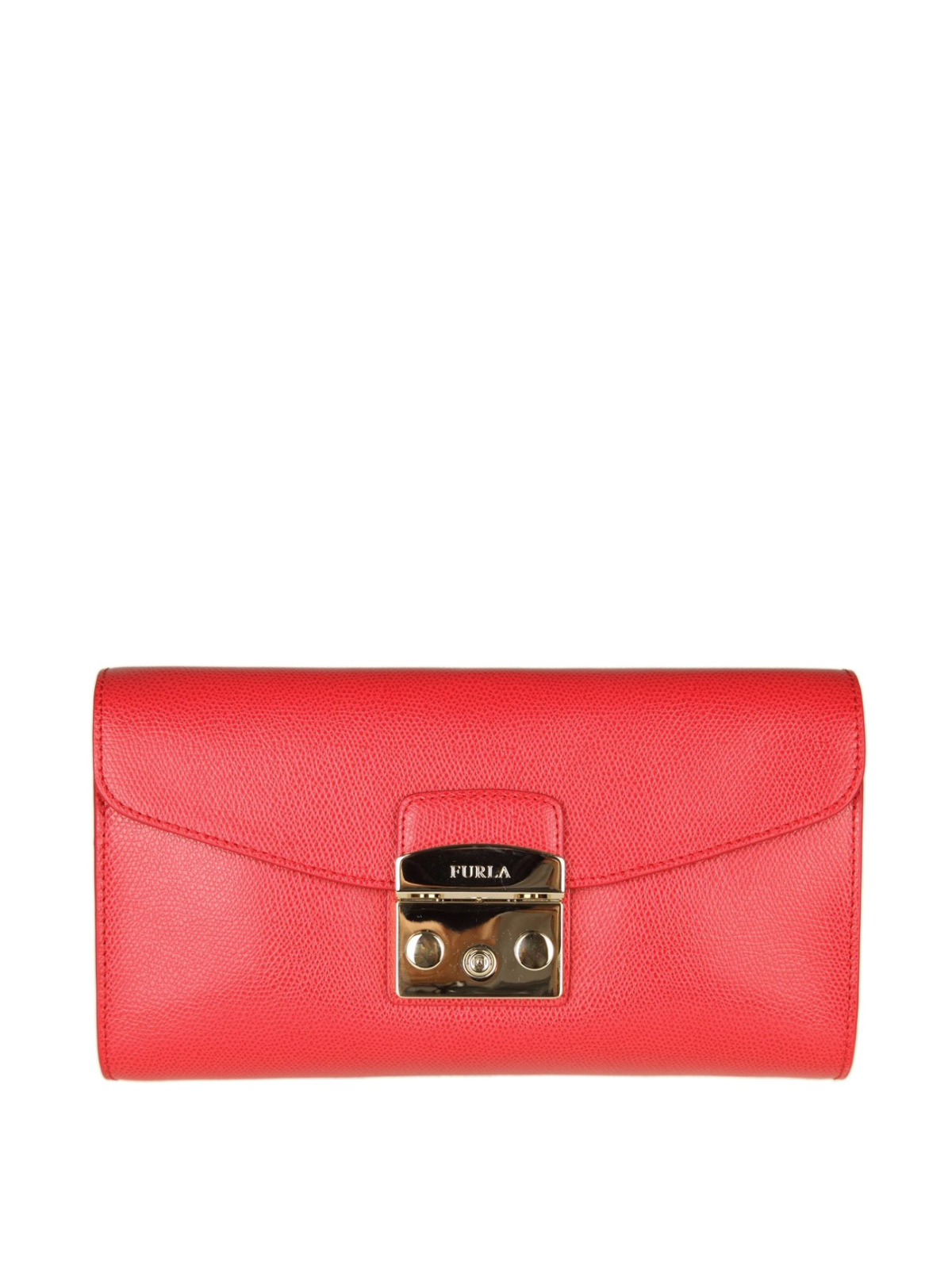 Clutches Furla - Small Metropolis ruby red leather clutch - 962802