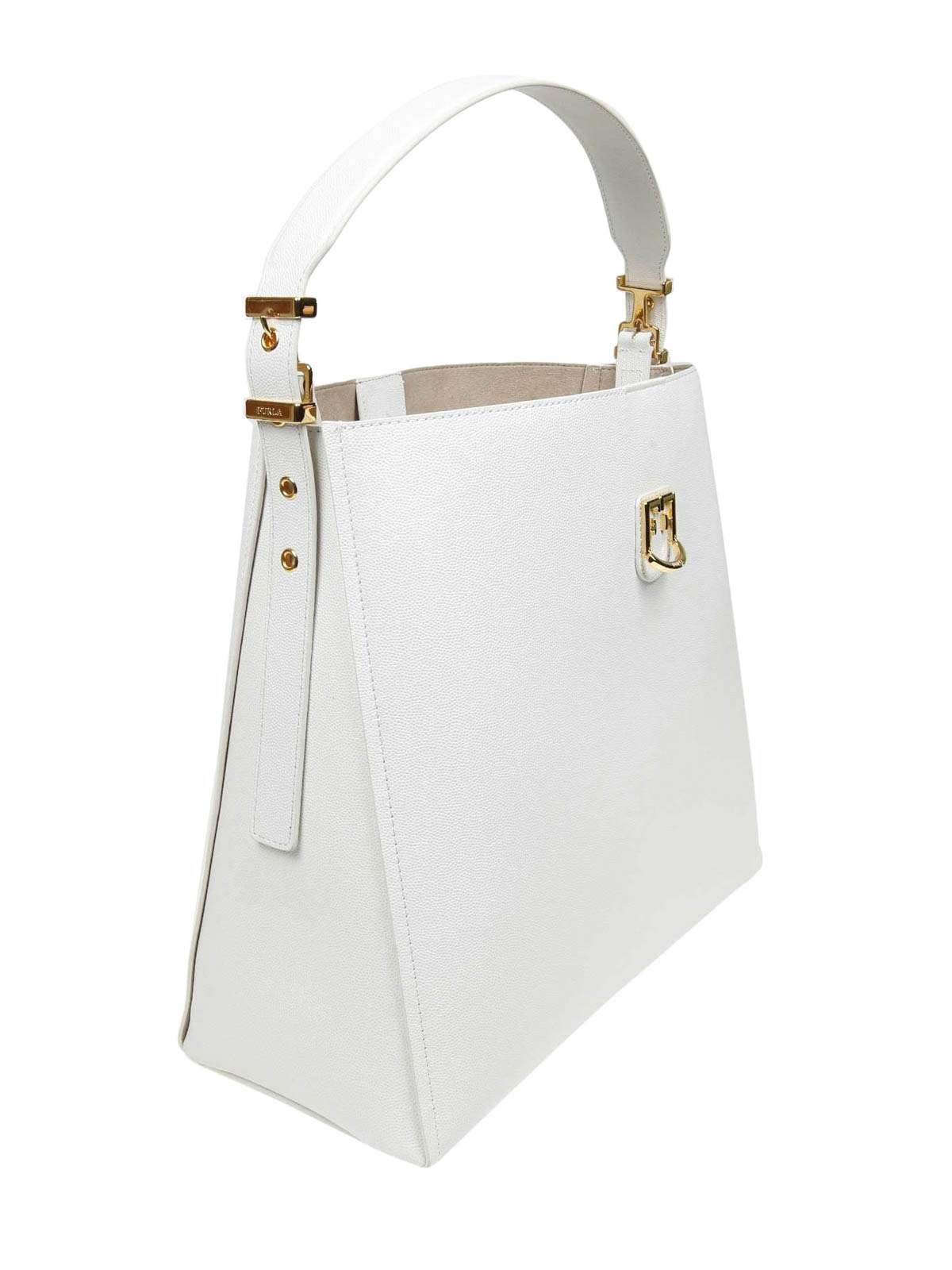 Furla - Belvedere M shoulder bag in white leather - shoulder bags - 1008049