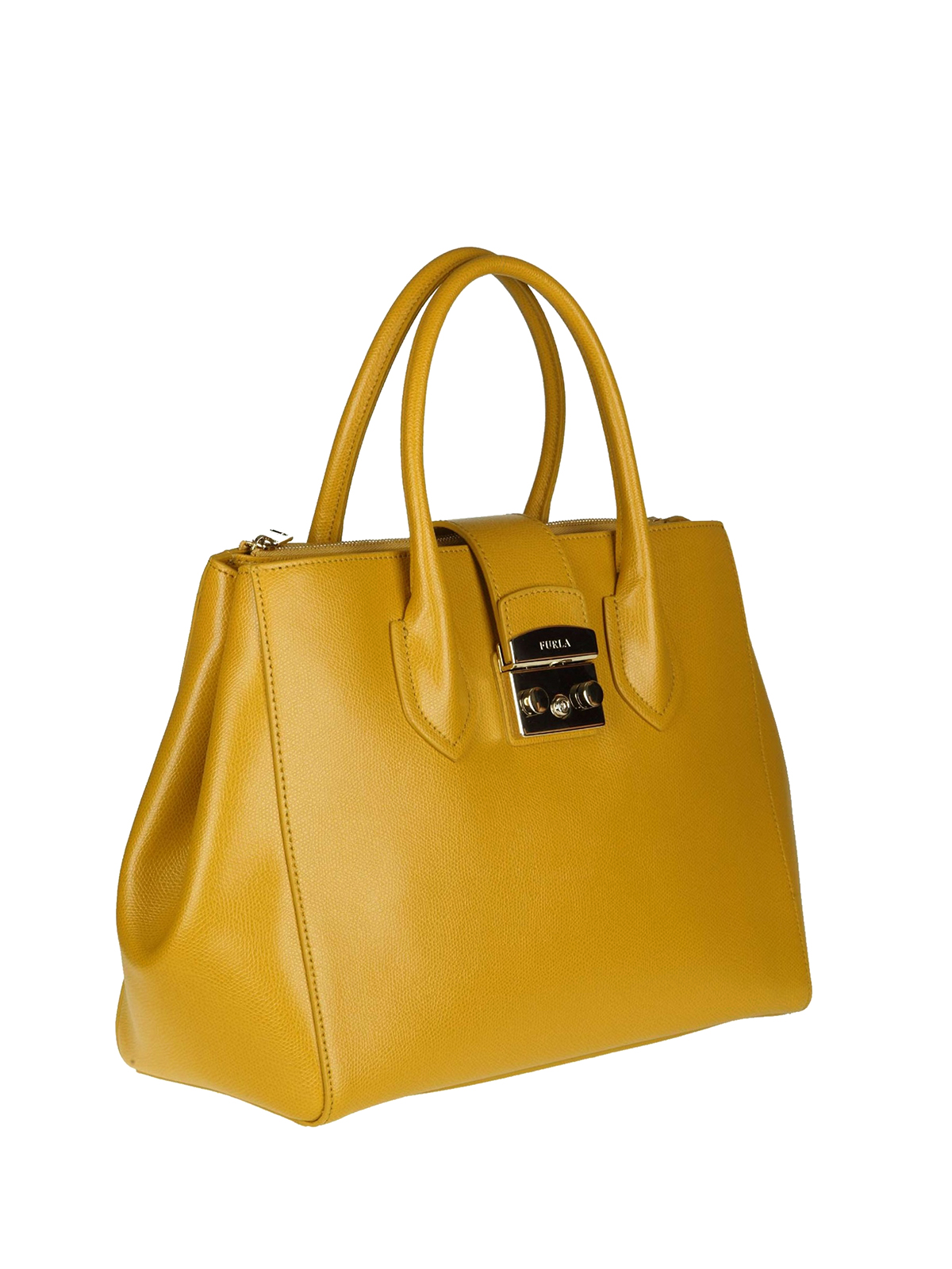 Furla - Metropolis dark yellow leather handbag - totes bags - 978102