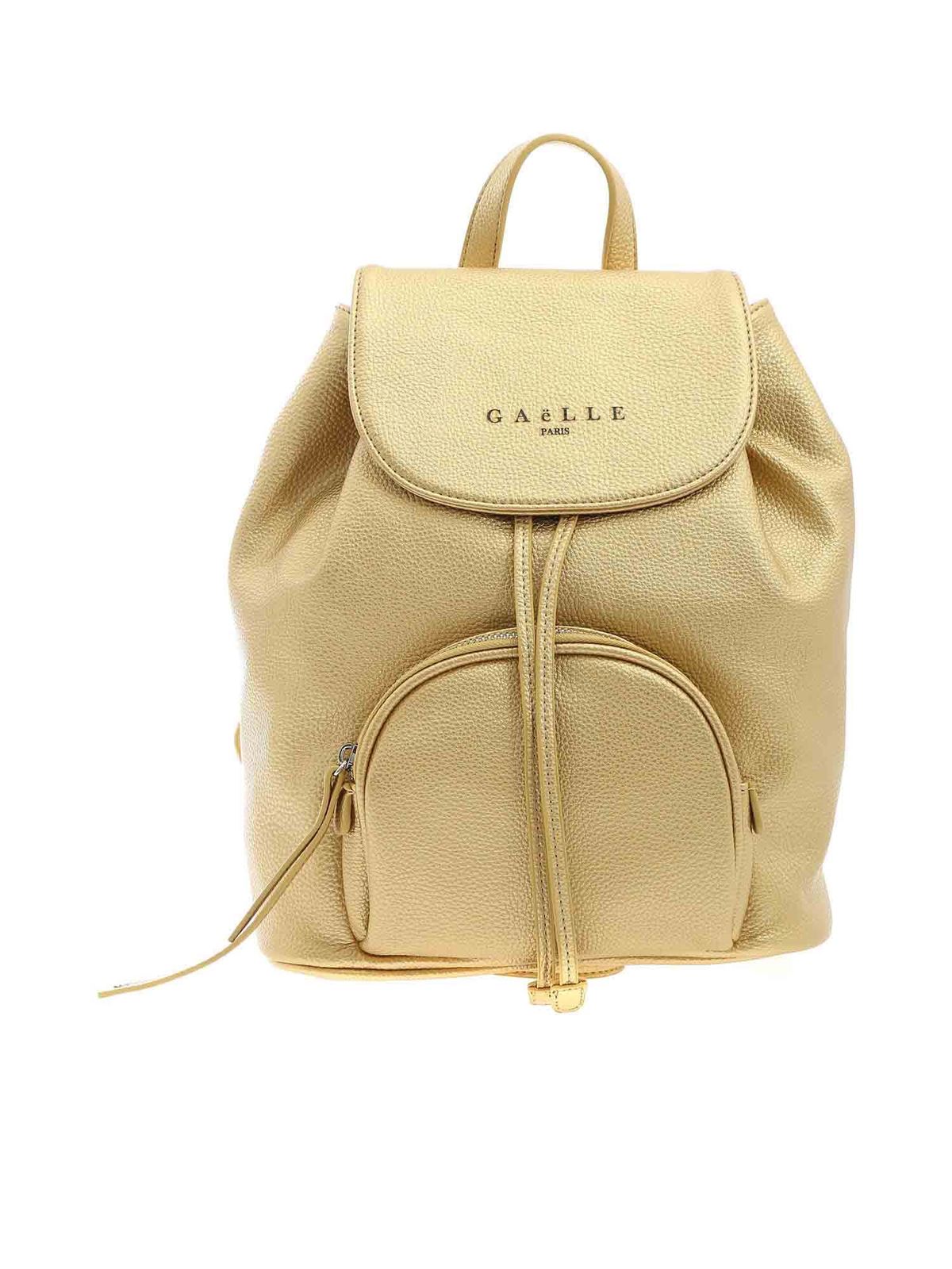 GAELLE PARIS FAUX LEATHER BACKPACK IN GOLD COLOR
