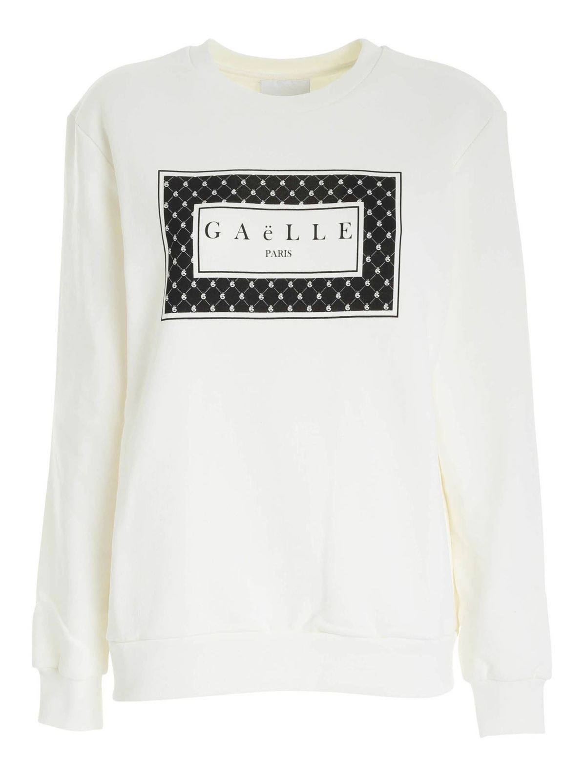 Gaelle Paris - Felpa bianca con stampa logo a contrasto - Felpe e maglie -  GBD7046OFFWHITE