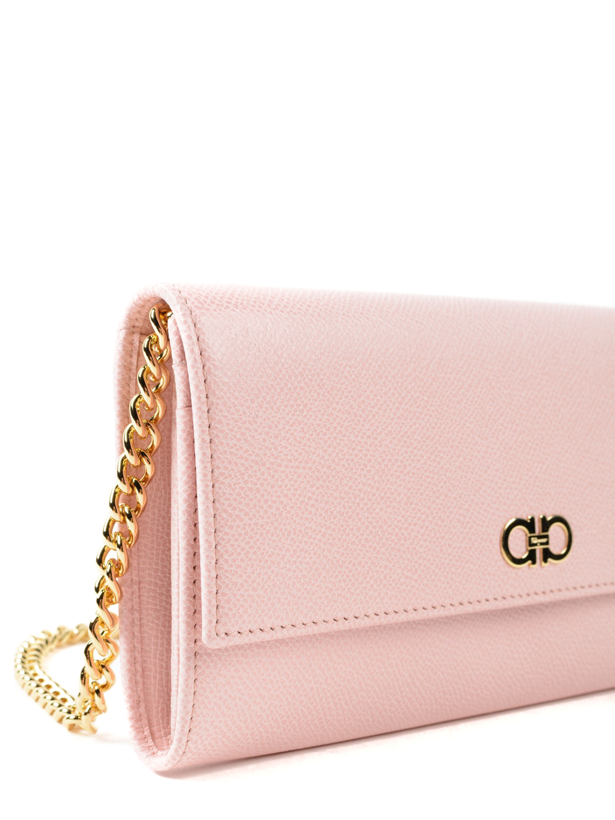 Clutches Salvatore Ferragamo - Gancini pink leather wallet bag 